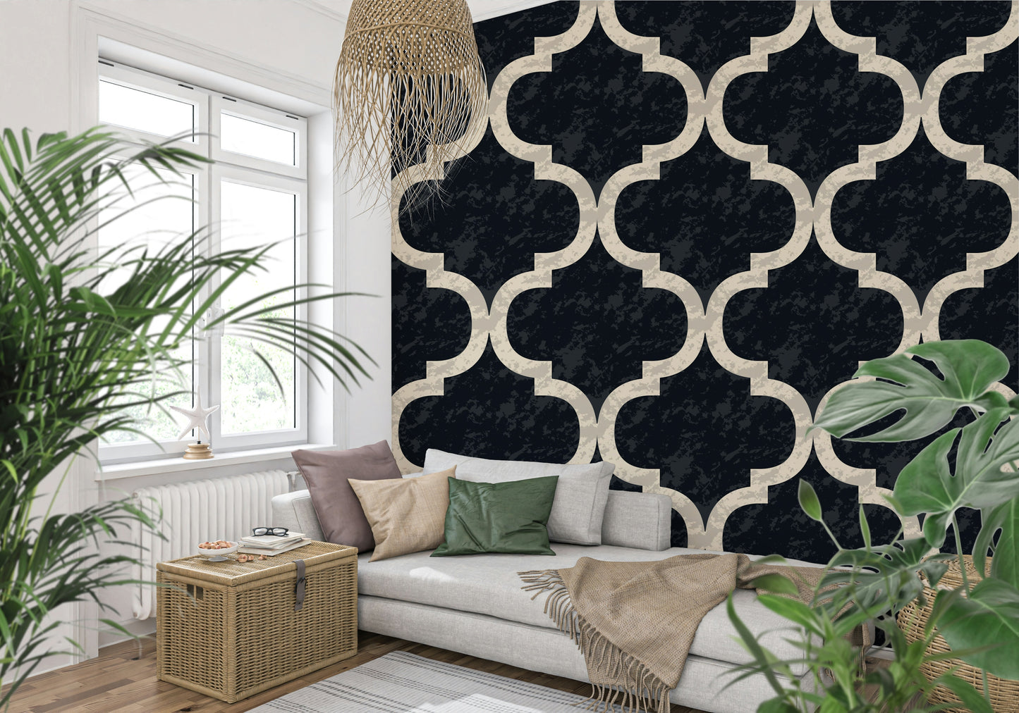 Moroccan Ogee - Ink Black Wallpaper⁠