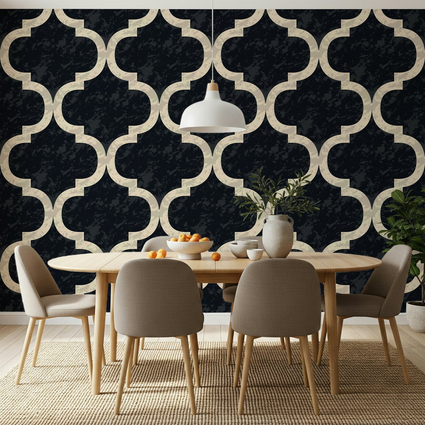Moroccan Ogee - Ink Black Wallpaper⁠