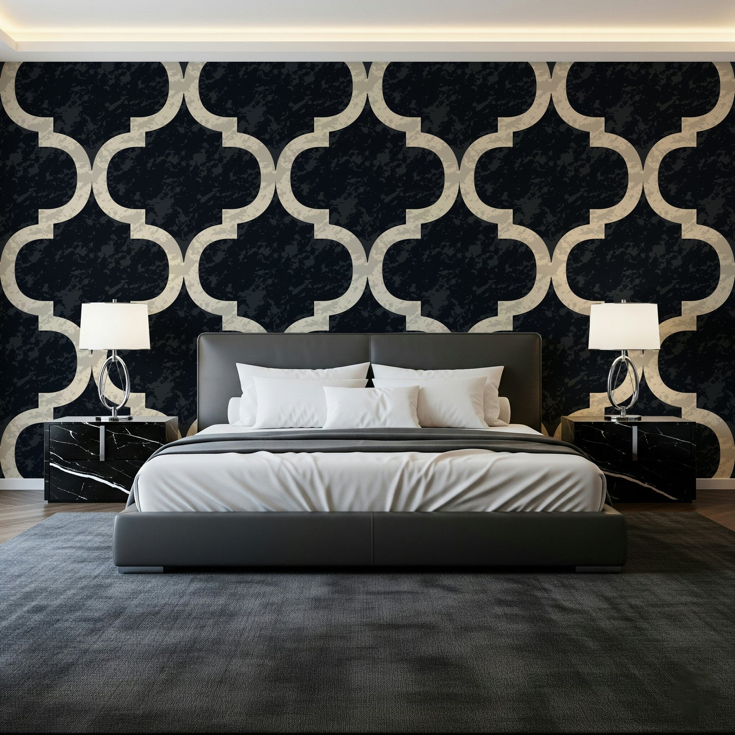 Moroccan Ogee - Ink Black Wallpaper⁠