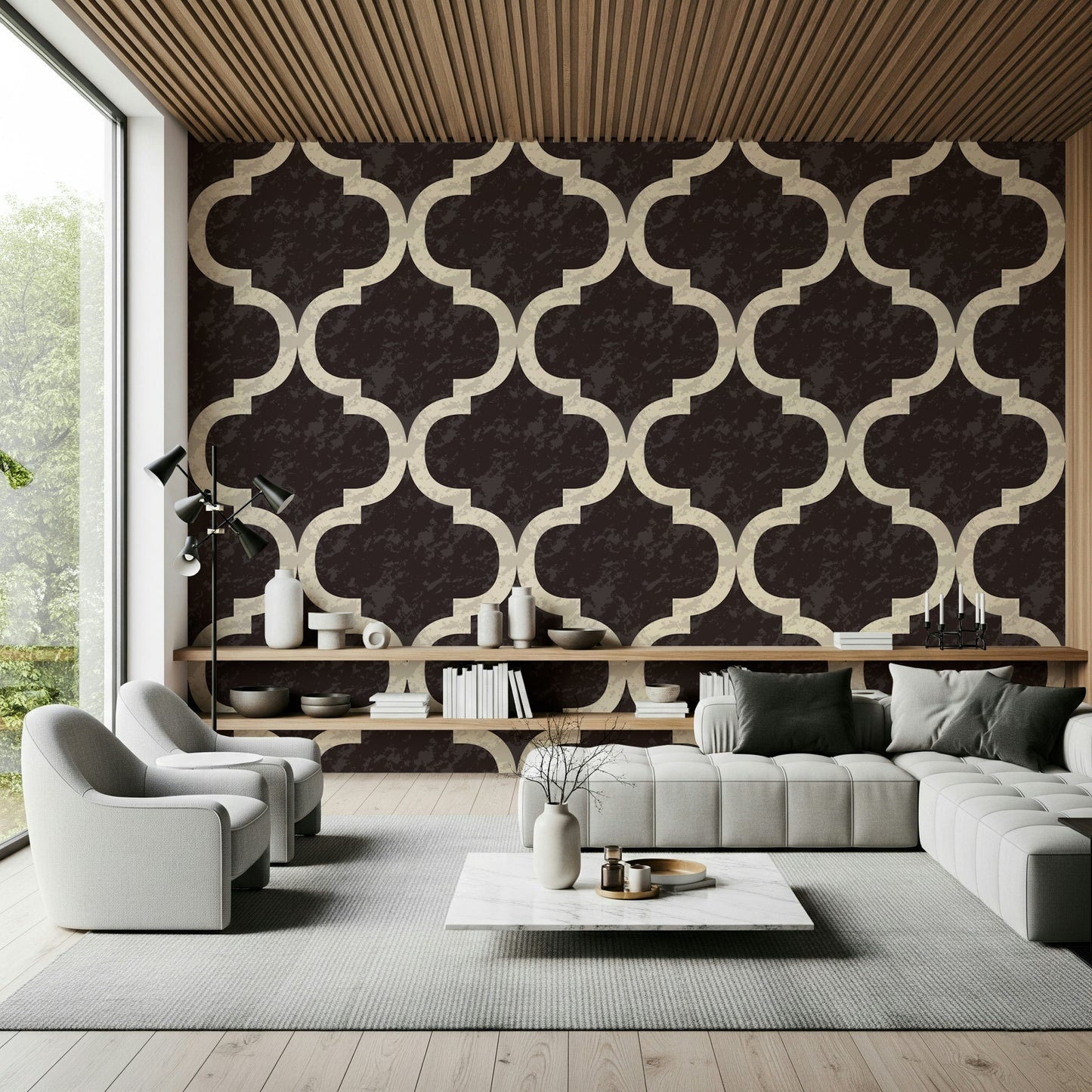 Moroccan Ogee - Black Cocoa Wallpaper⁠