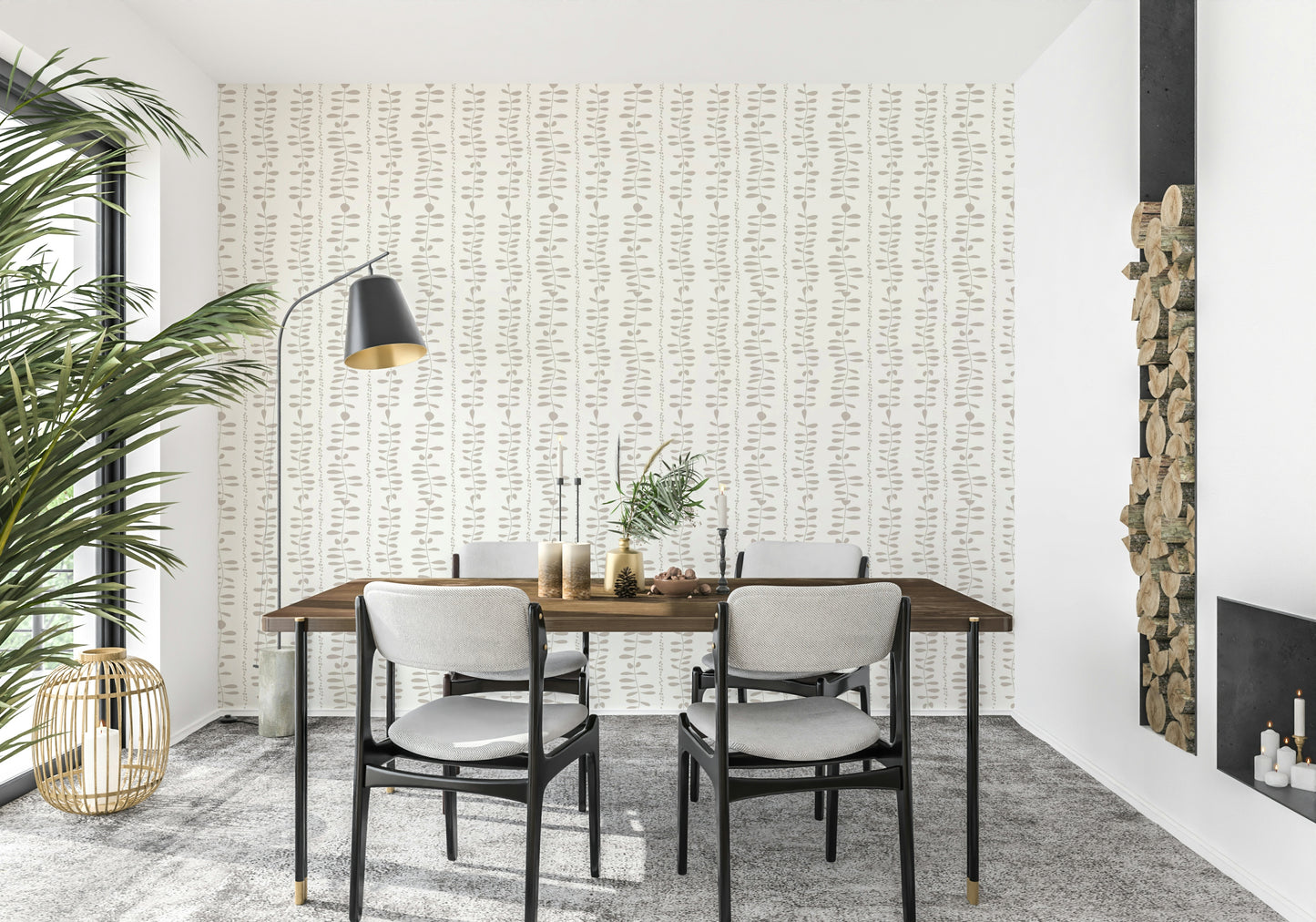 Leaves Cascade Cream Wallpaper⁠