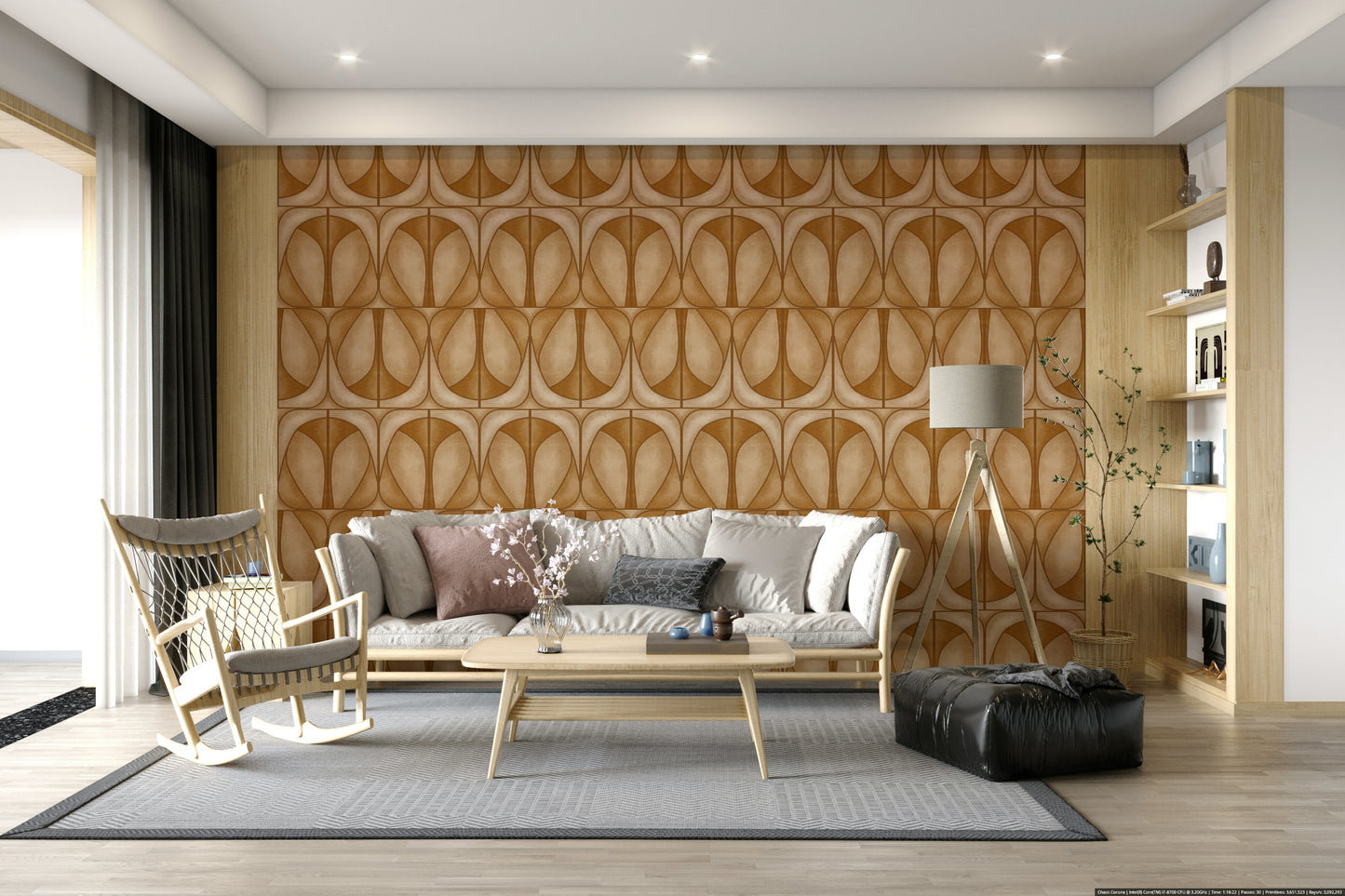 Softy Dèco Geometries - Warm Caramel Wallpaper⁠