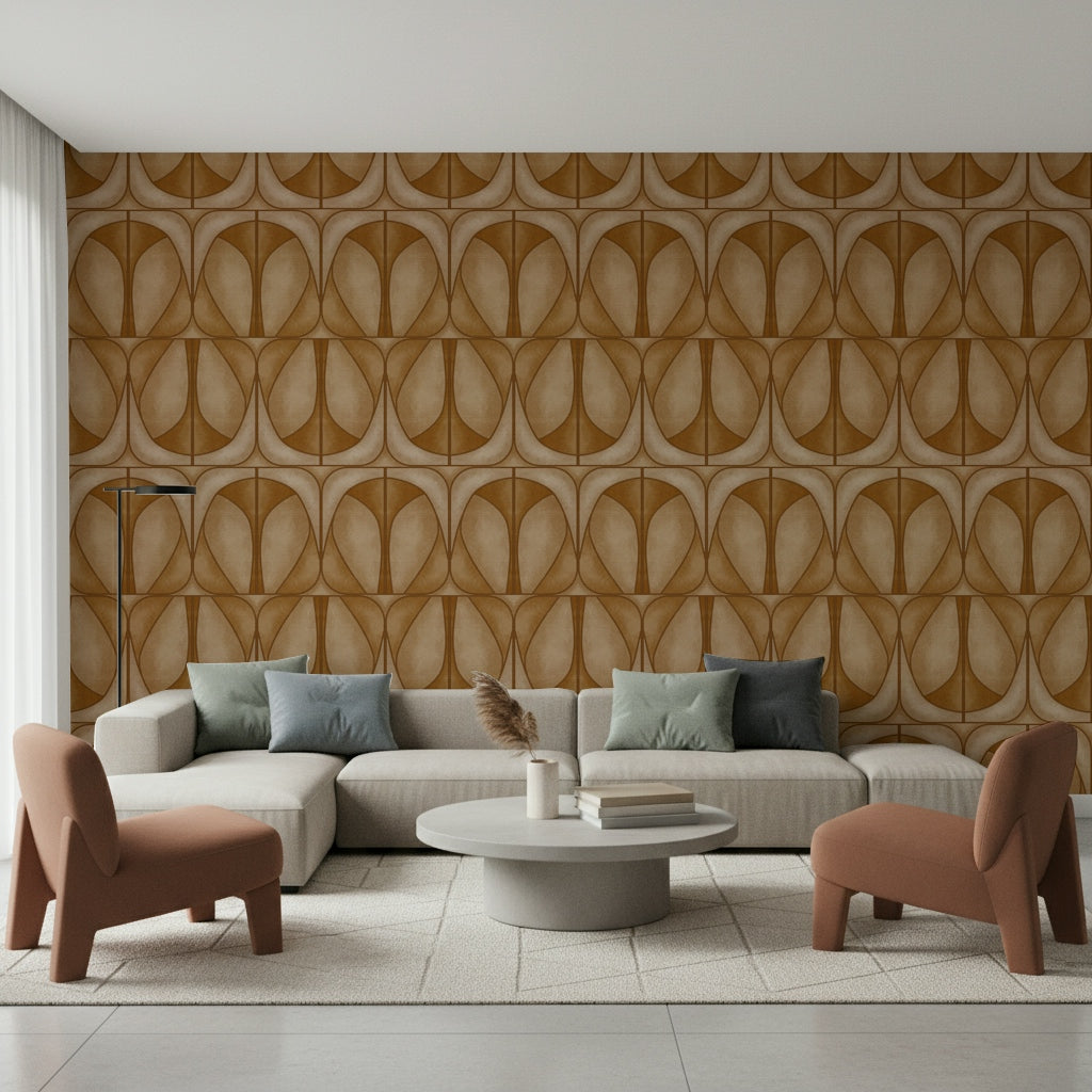 Softy Dèco Geometries - Warm Caramel Wallpaper⁠