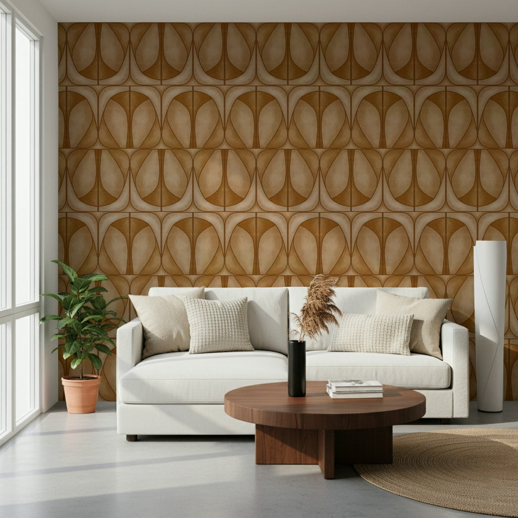 Softy Dèco Geometries - Warm Caramel Wallpaper⁠