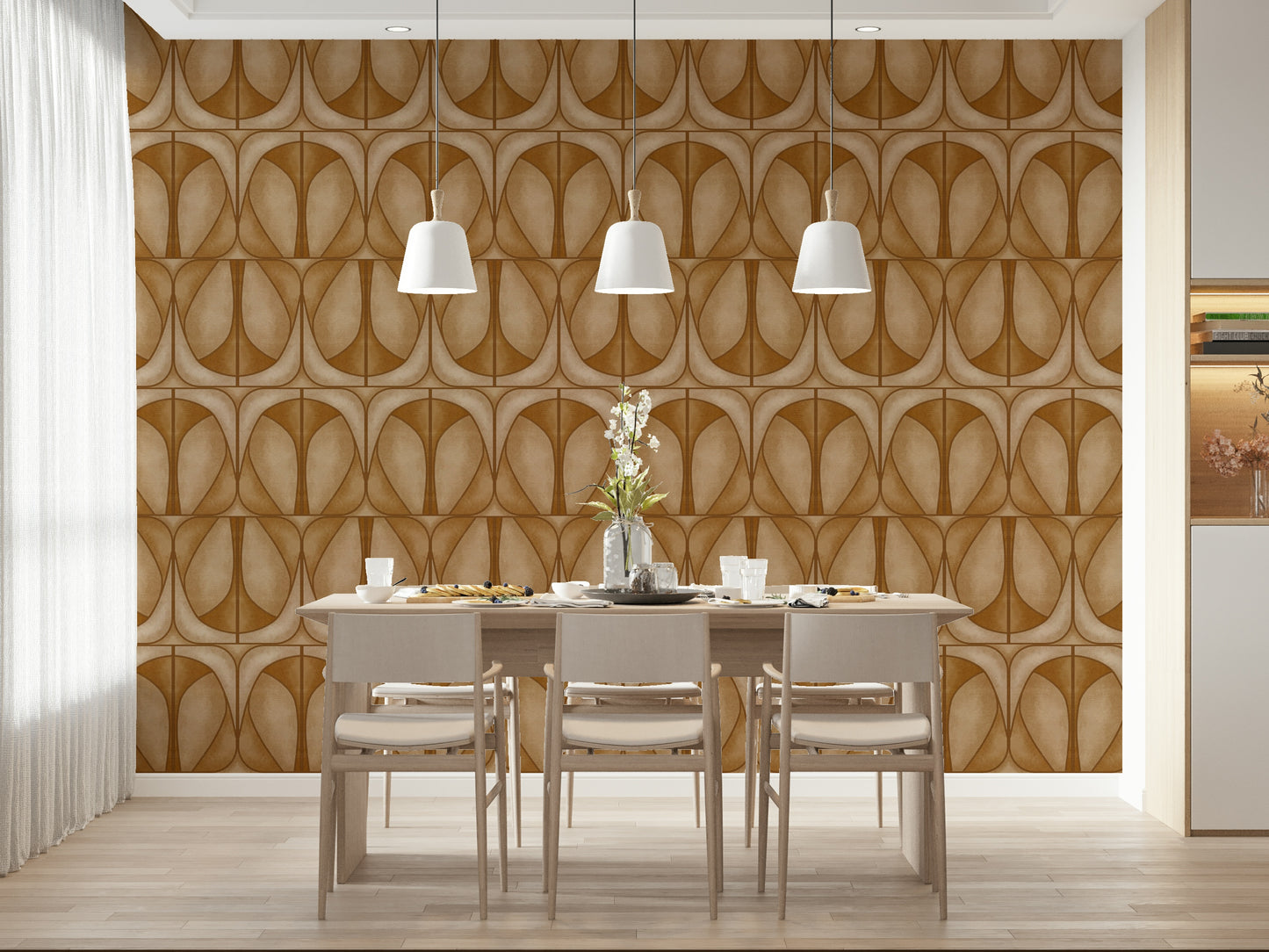 Softy Dèco Geometries - Warm Caramel Wallpaper⁠