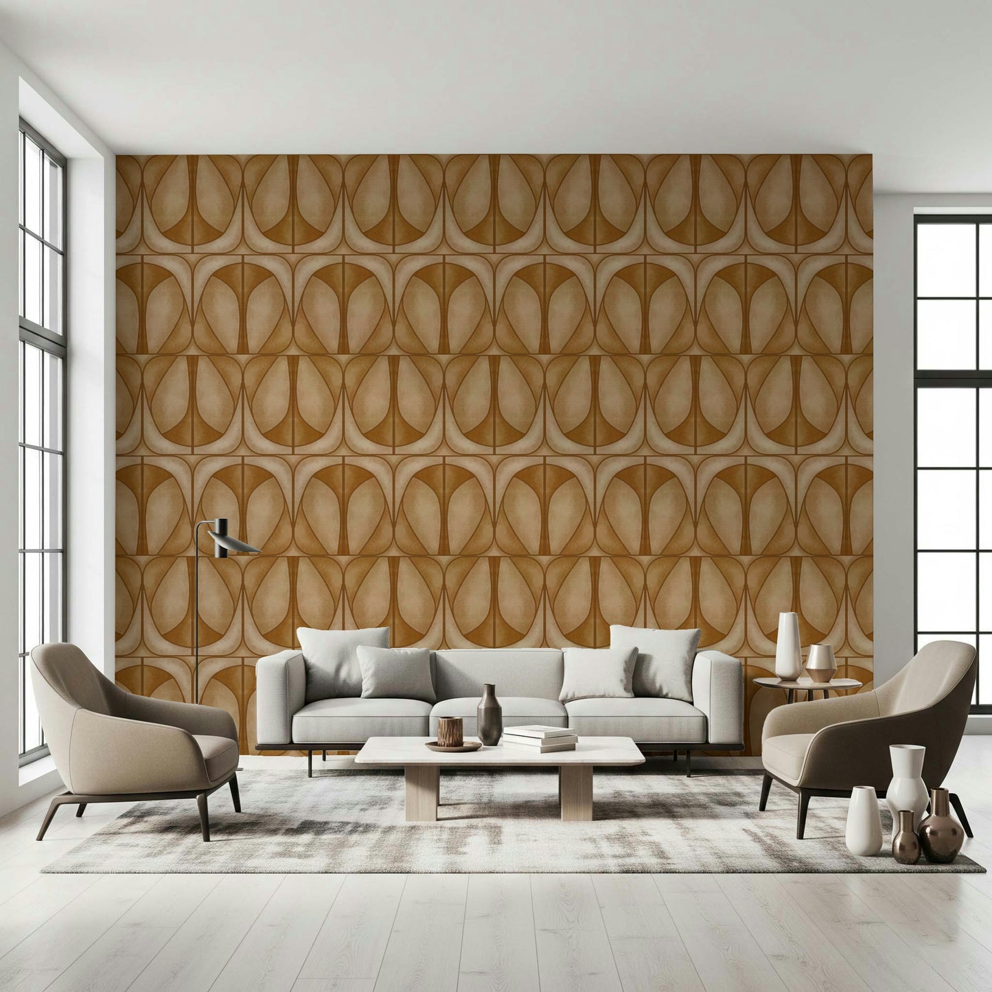 Softy Dèco Geometries - Warm Caramel Wallpaper⁠