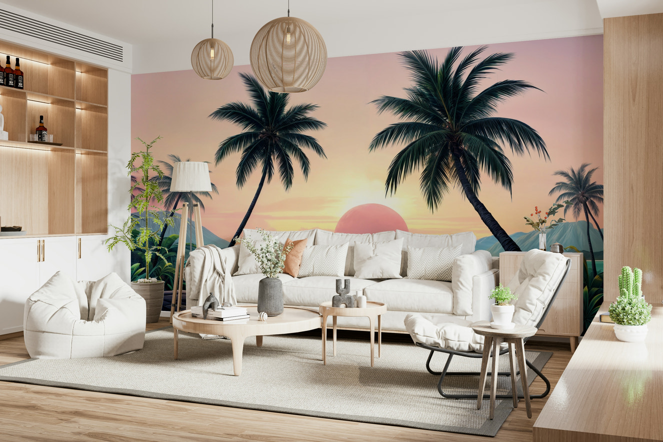 Tropical Sunset Wall Mural