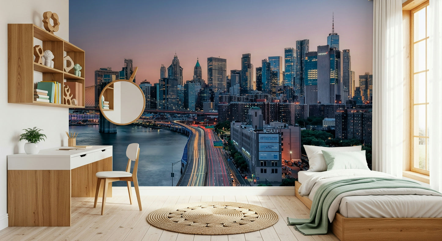 NYC Skyline Dusk Wall Mural