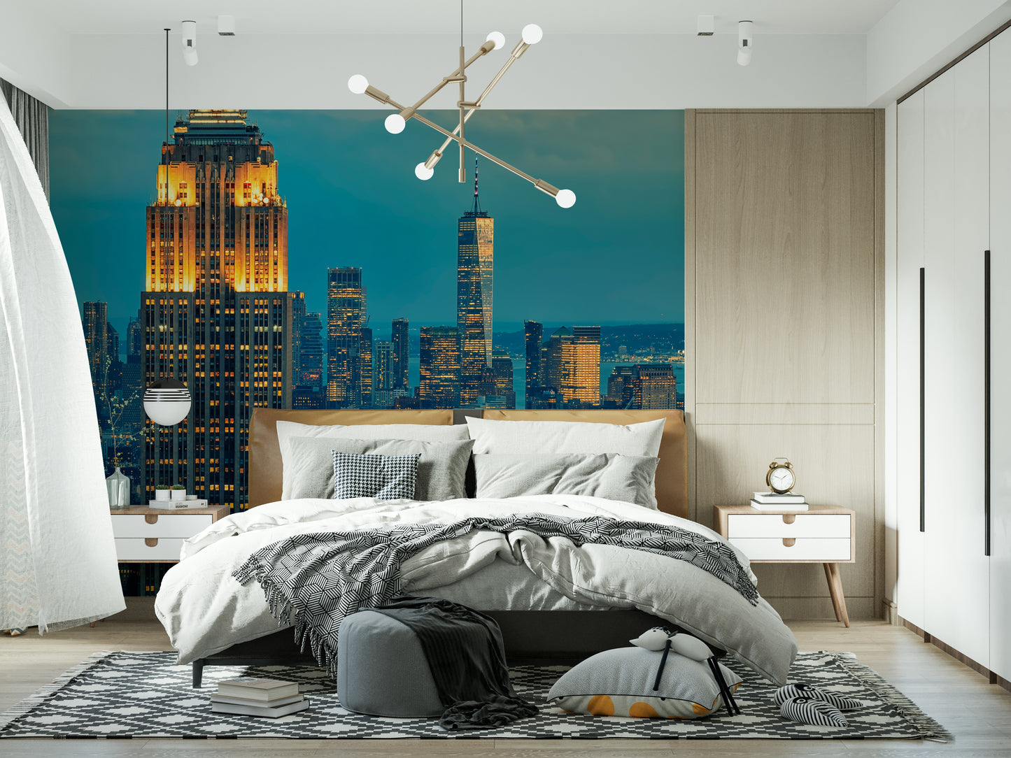 City Lights at Dusk Wall Mural