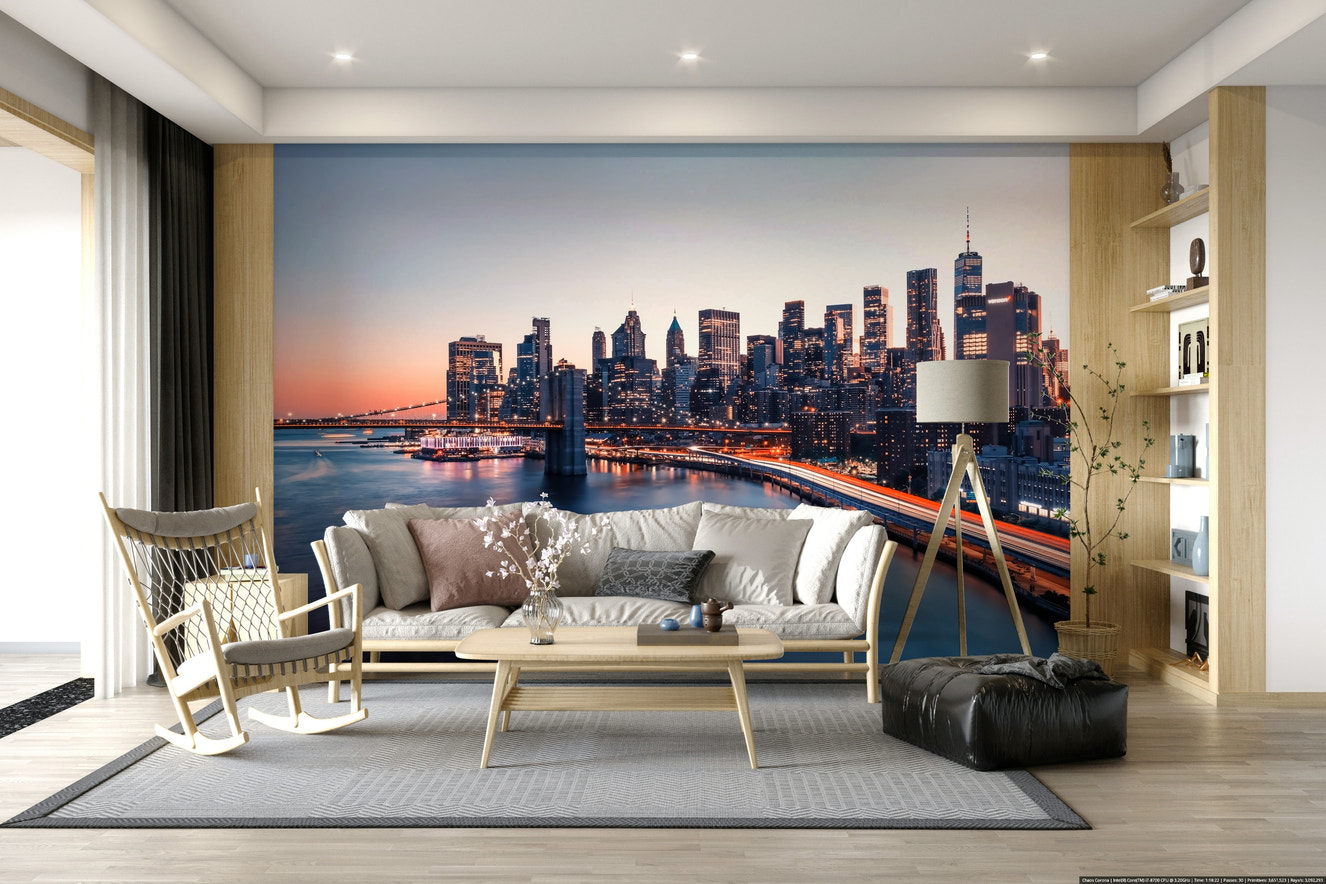 City Lights Dusk Wall Mural