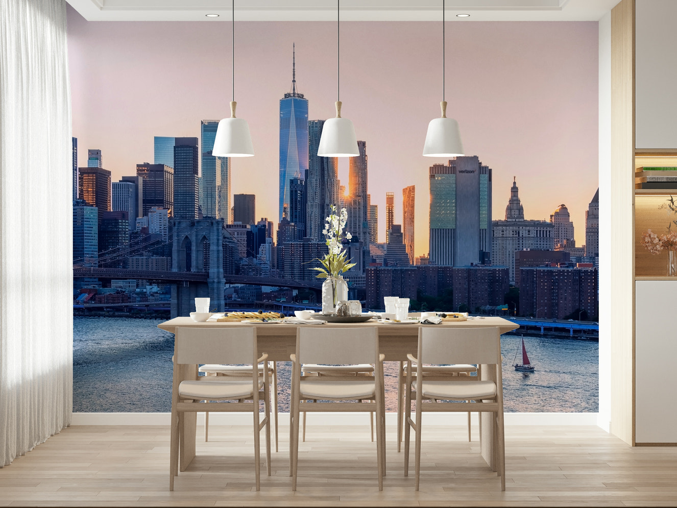 Urban cityscape NYC Skyline Dream peel and stick wallpaper.