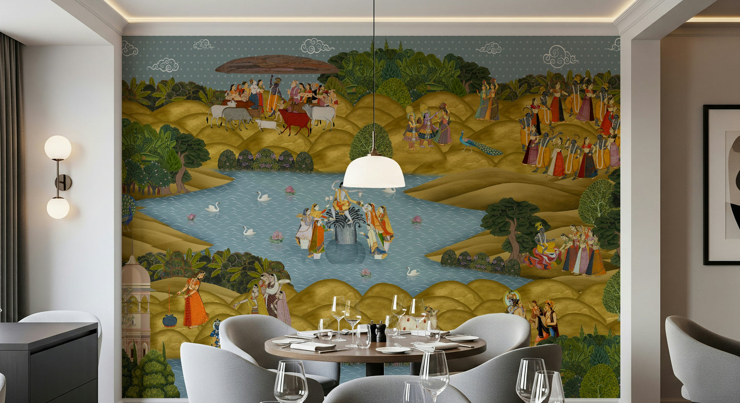 Teal Tapovan Wall Mural