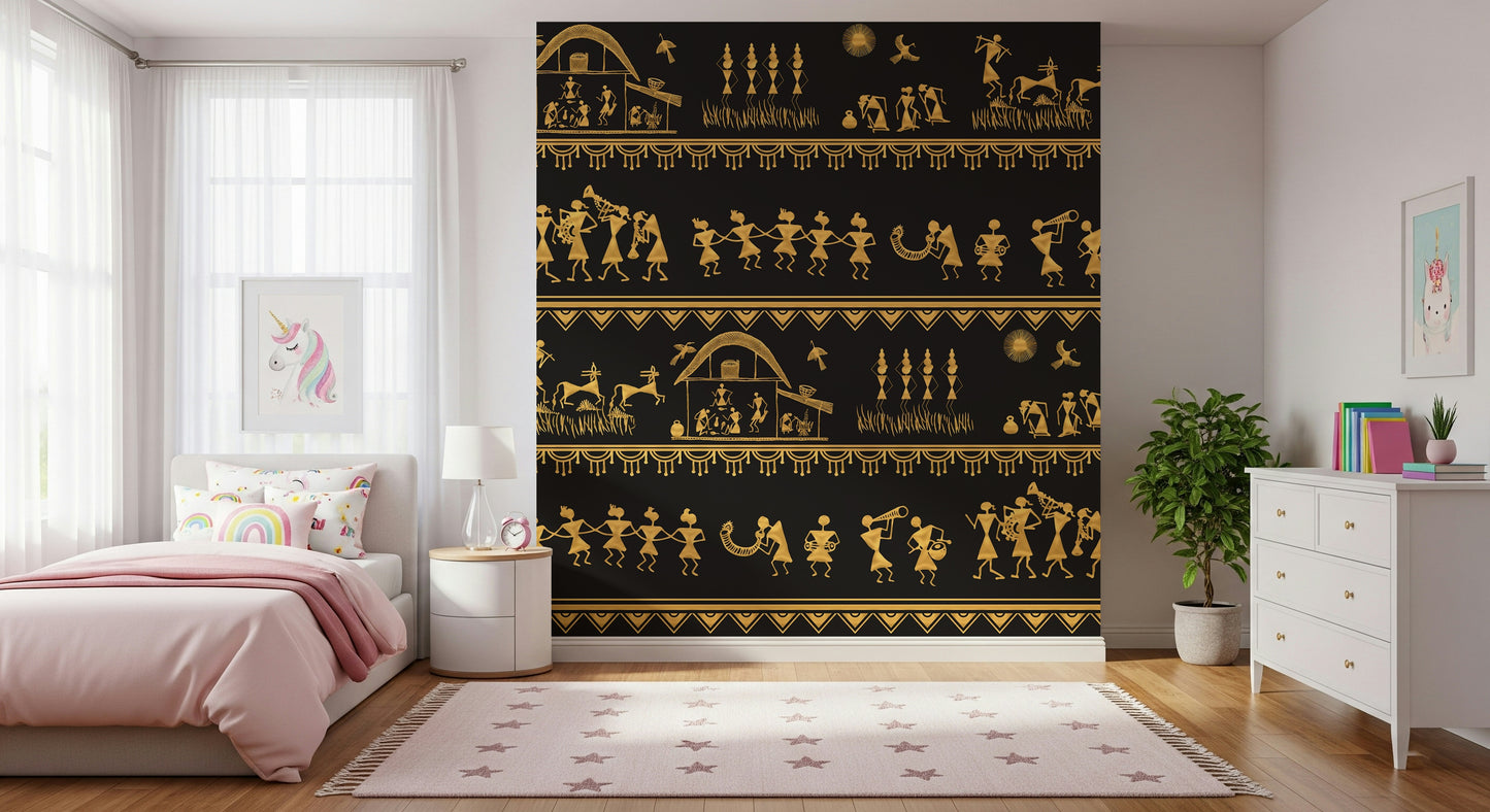 Warli Wisdom Wall Mural