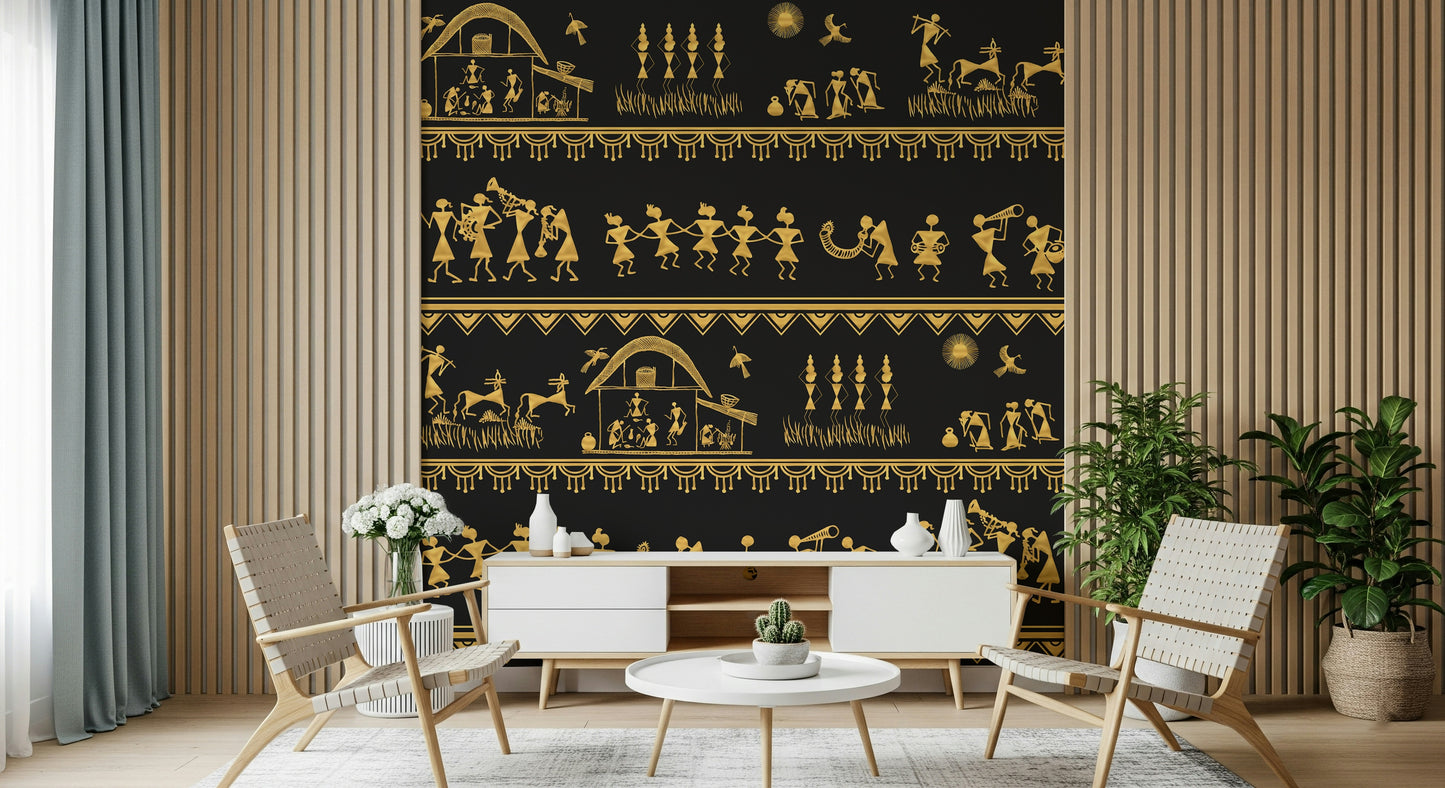 Warli Wisdom Wall Mural