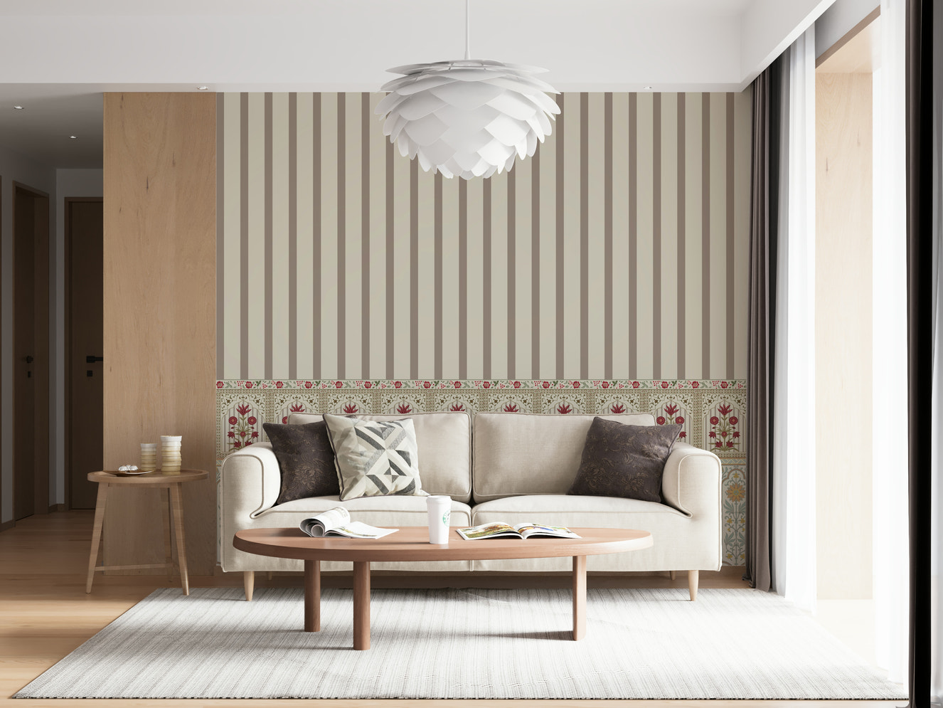 Regal Stripe & Bloom Wall Mural
