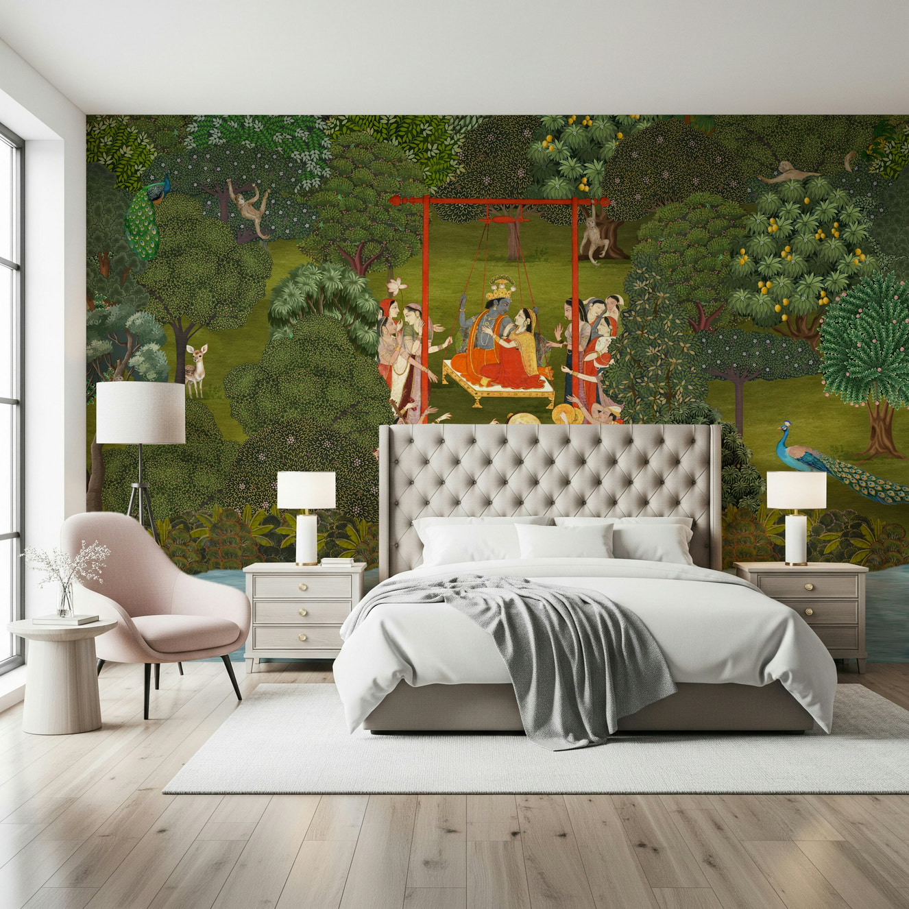 Krishna's Garden Swing Wall Mural