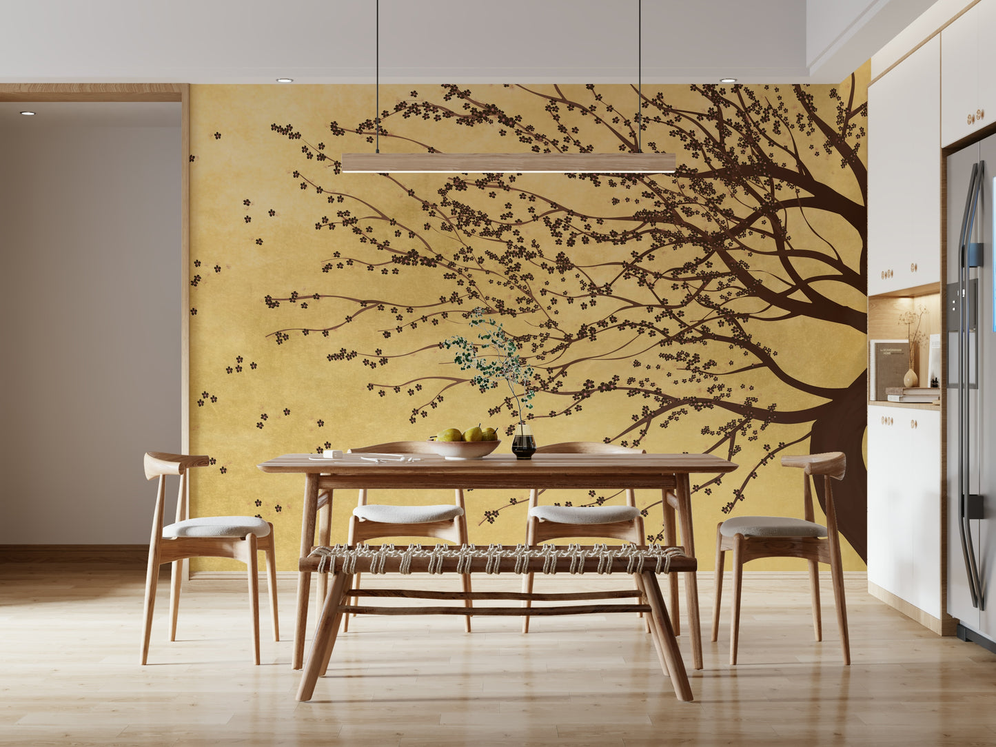 Golden Bloom Breeze Wall Mural