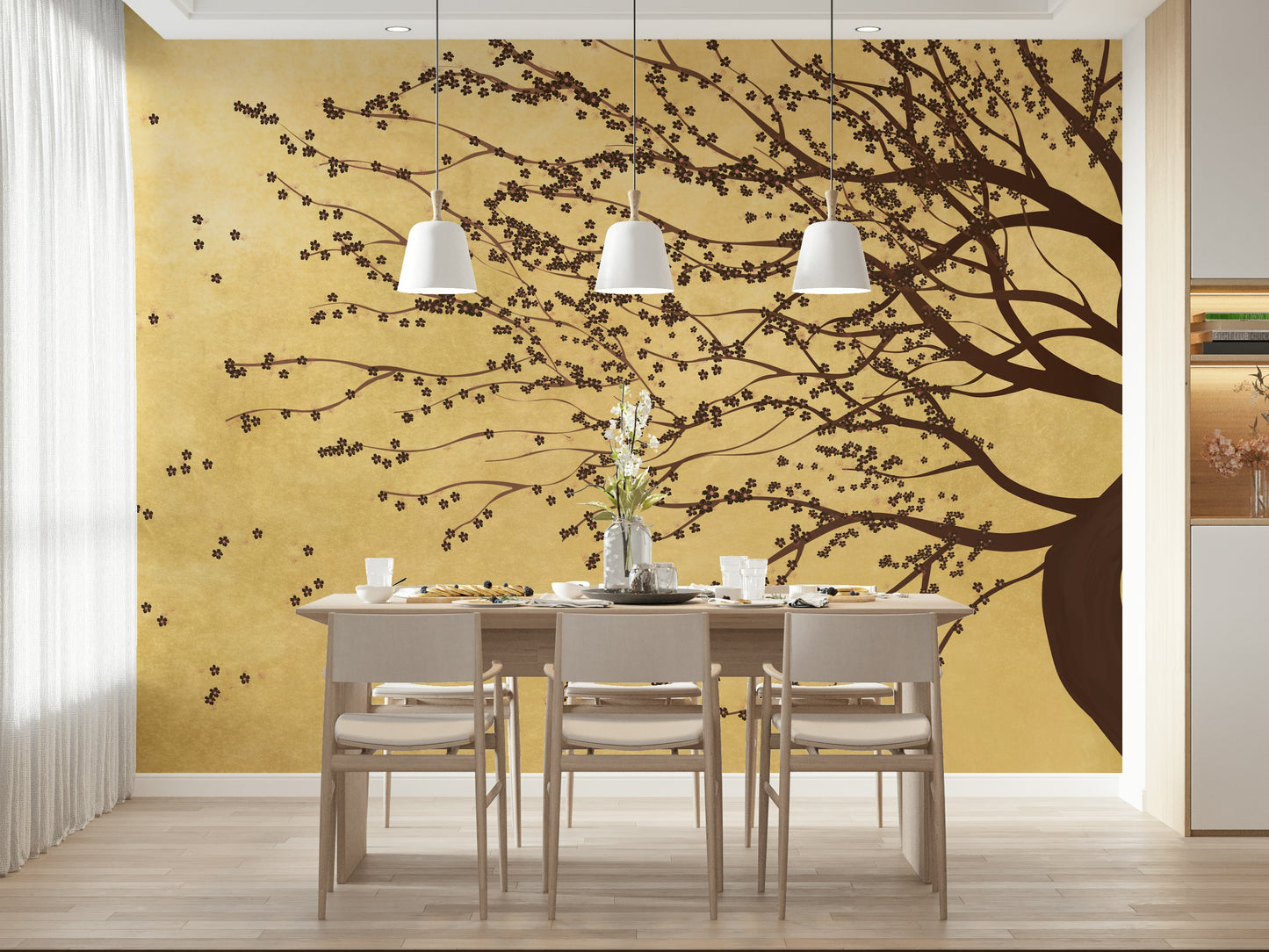 Golden Bloom Breeze Wall Mural