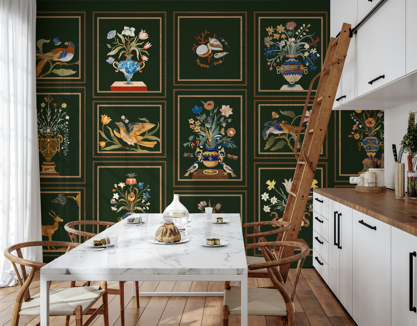 Floral & Fauna Panels Wall Mural