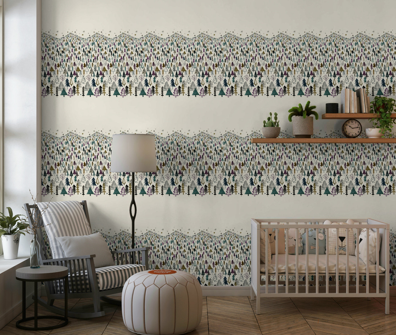 Mountain Trees Forest Purple Wallpaper⁠