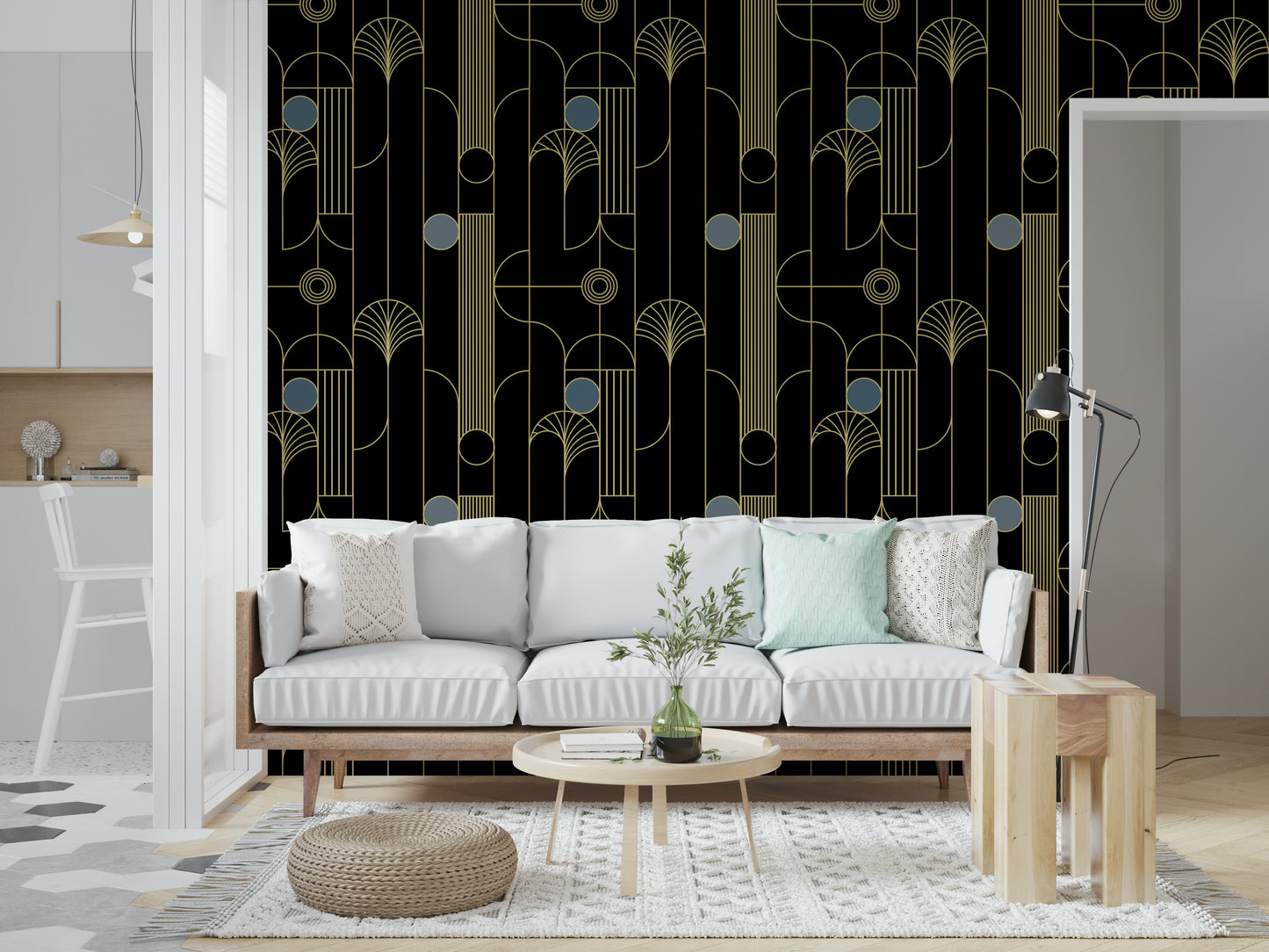 Golden Arcadia Harmony Deco Wallpaper⁠