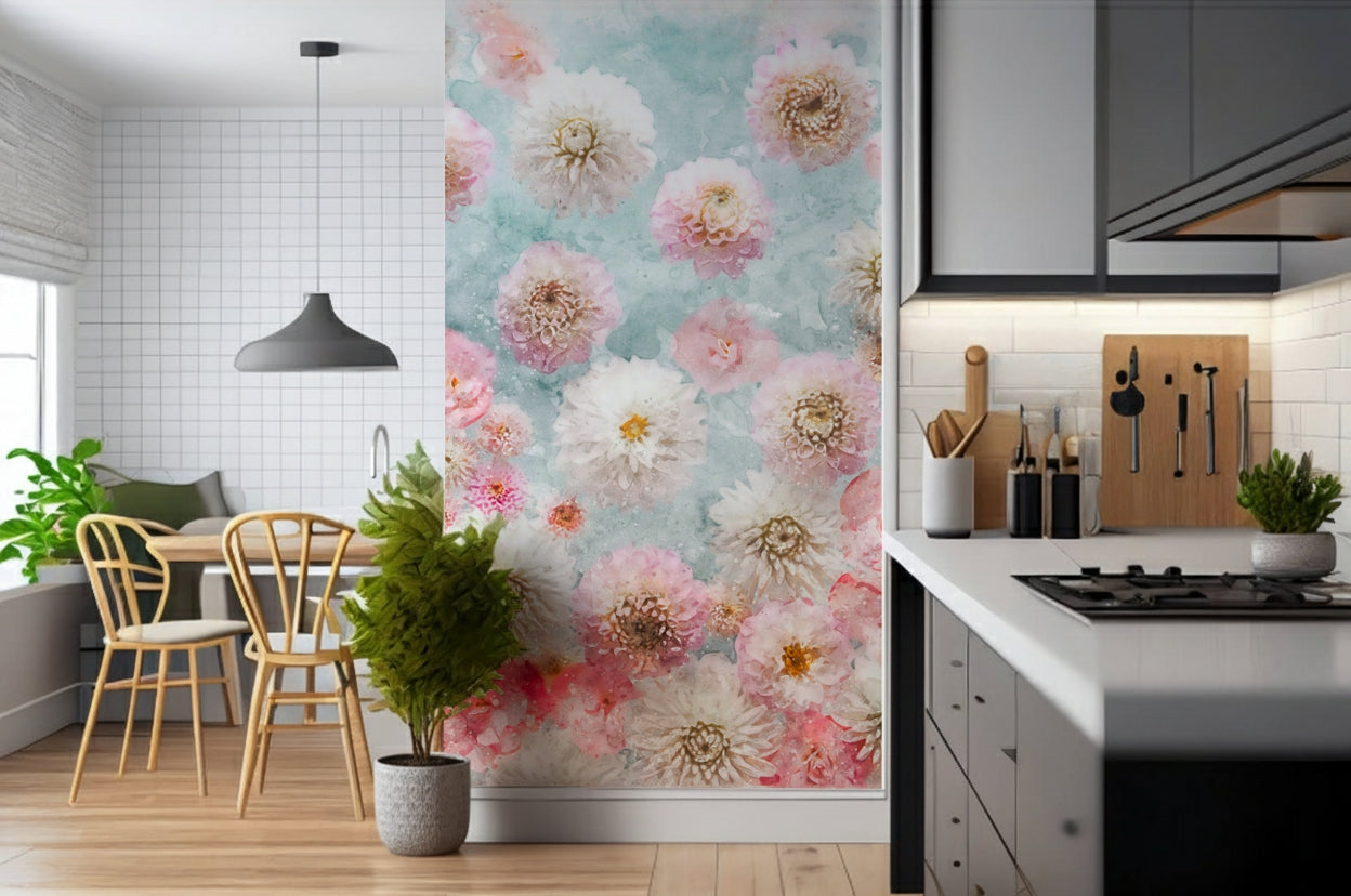 Dahlia Flowers Wall Mural