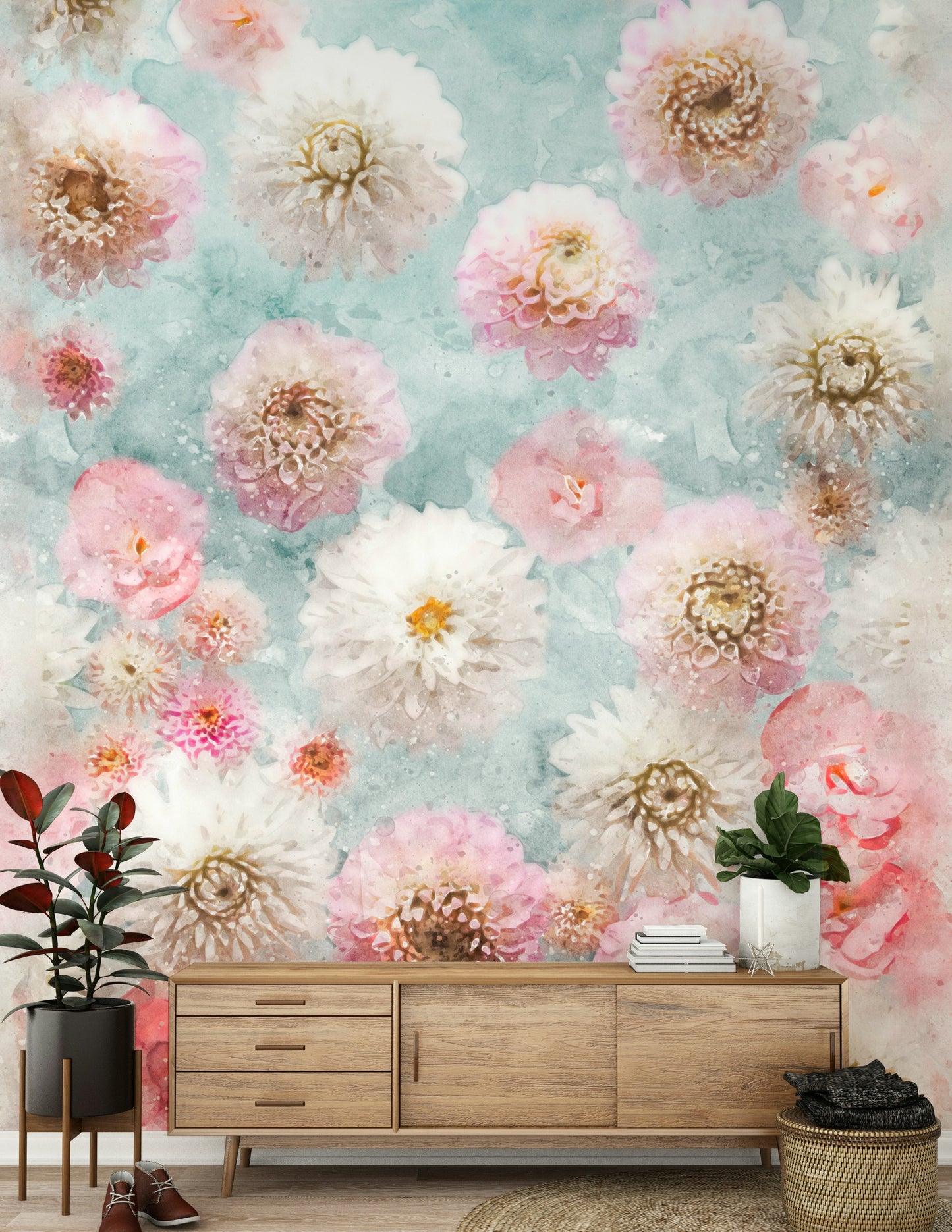 Dahlia Flowers Wall Mural
