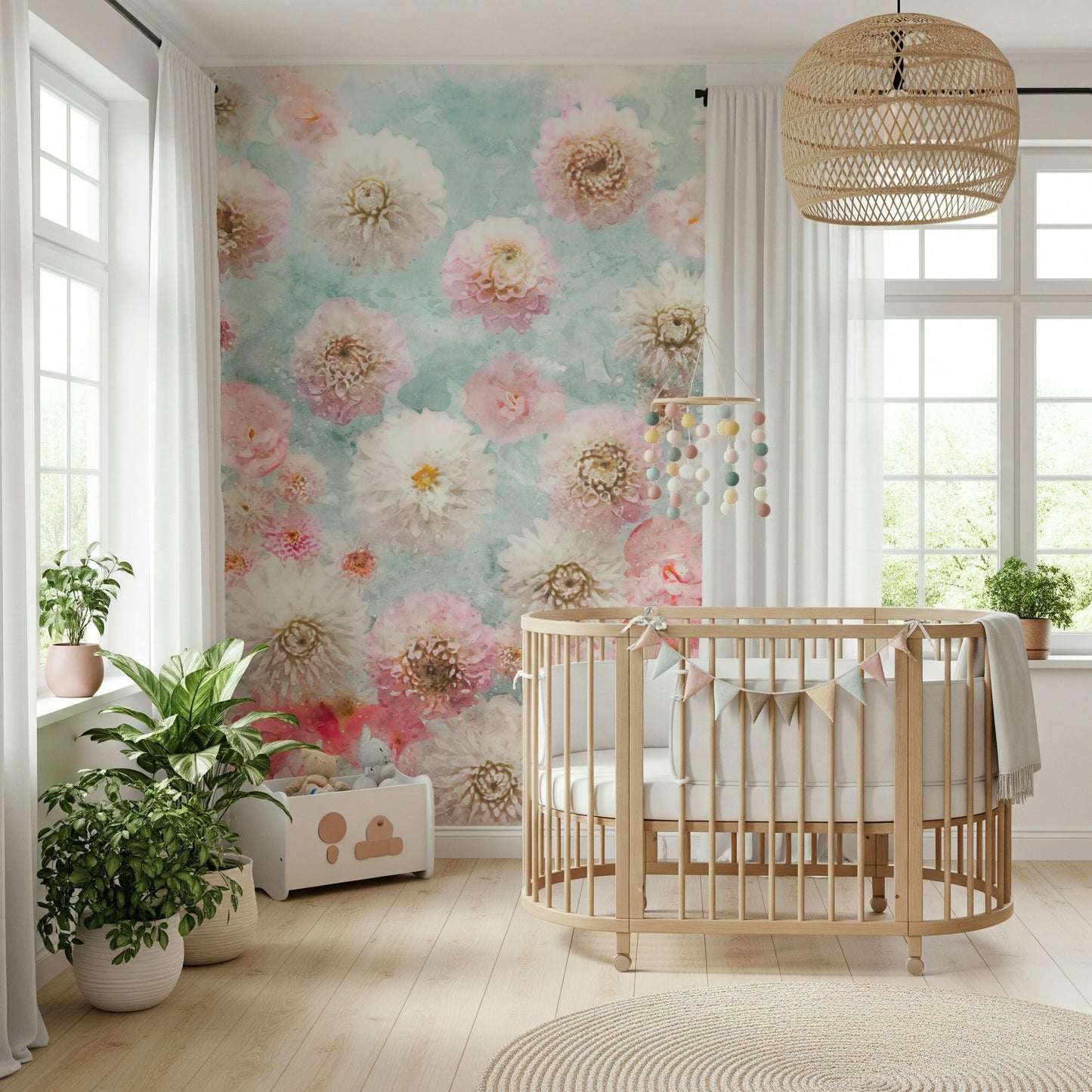Dahlia Flowers Wall Mural