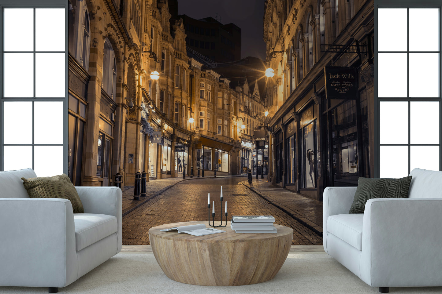 Cobblestone Street Nights Wall Mural