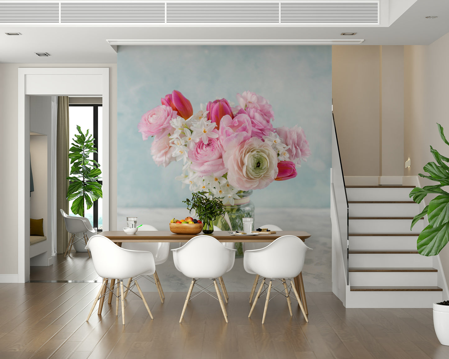 Pink Floral Bloom Wall Mural
