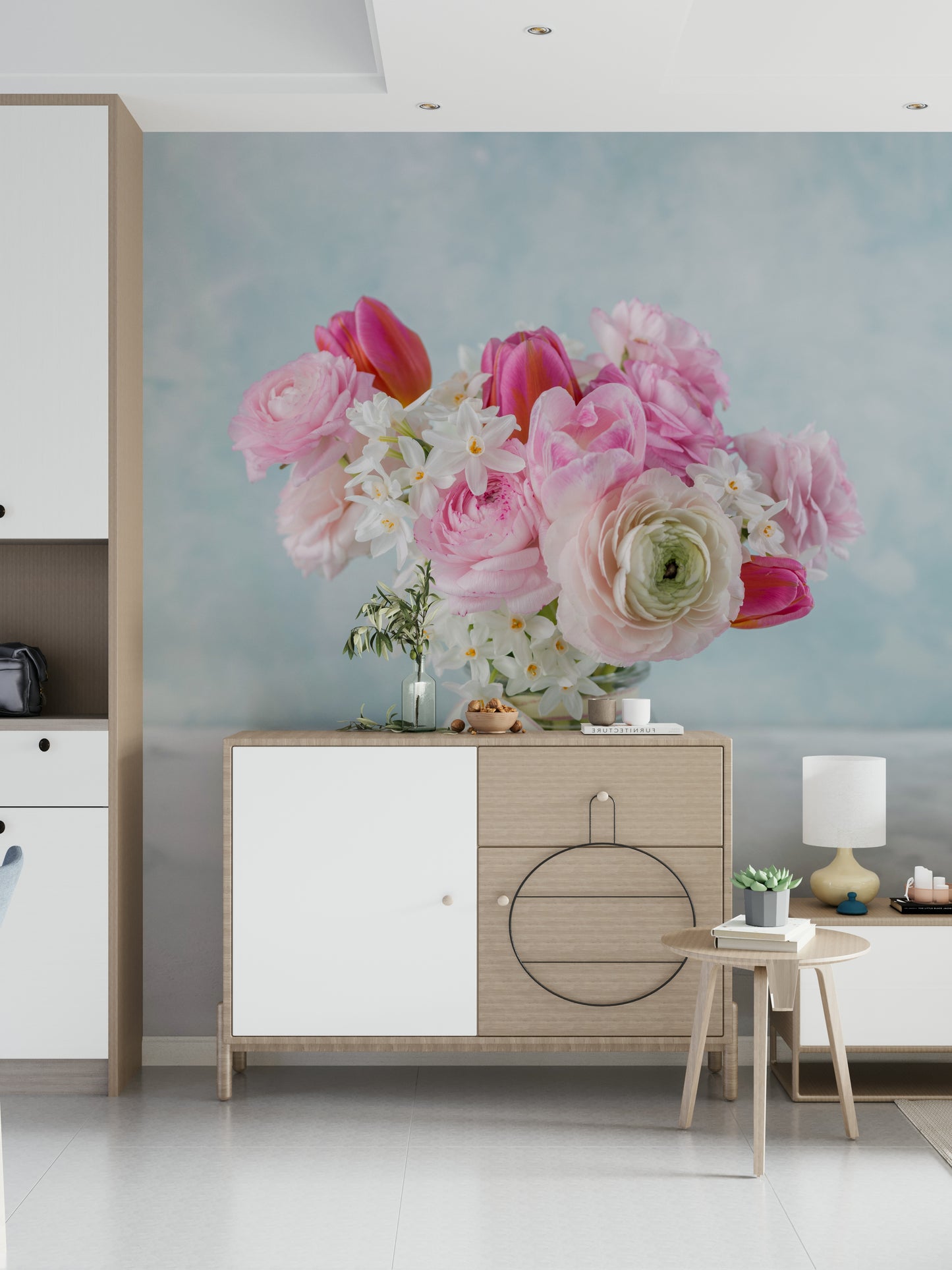 Pink Floral Bloom Wall Mural