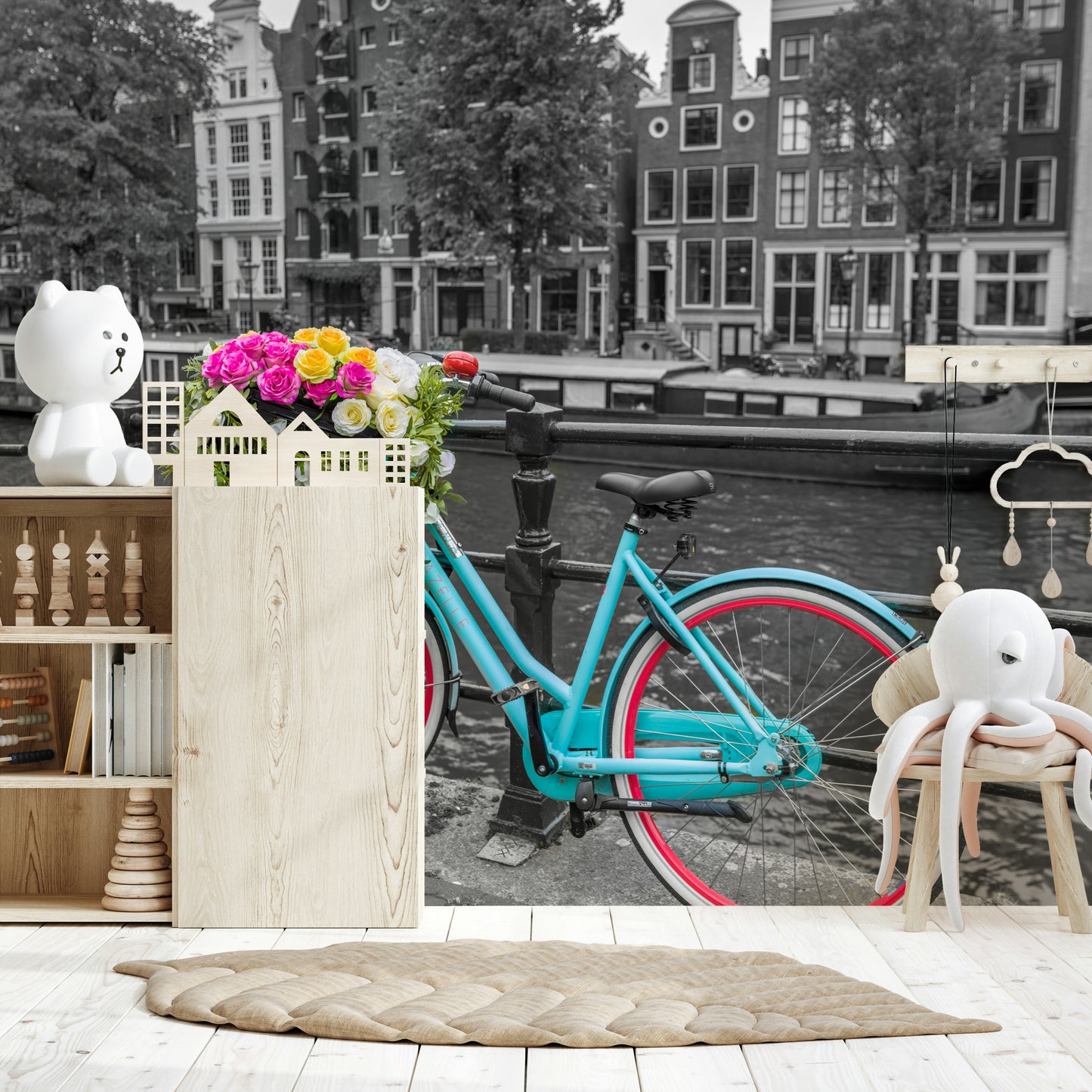Floral Bicycle of Amsterdam Wall Mural