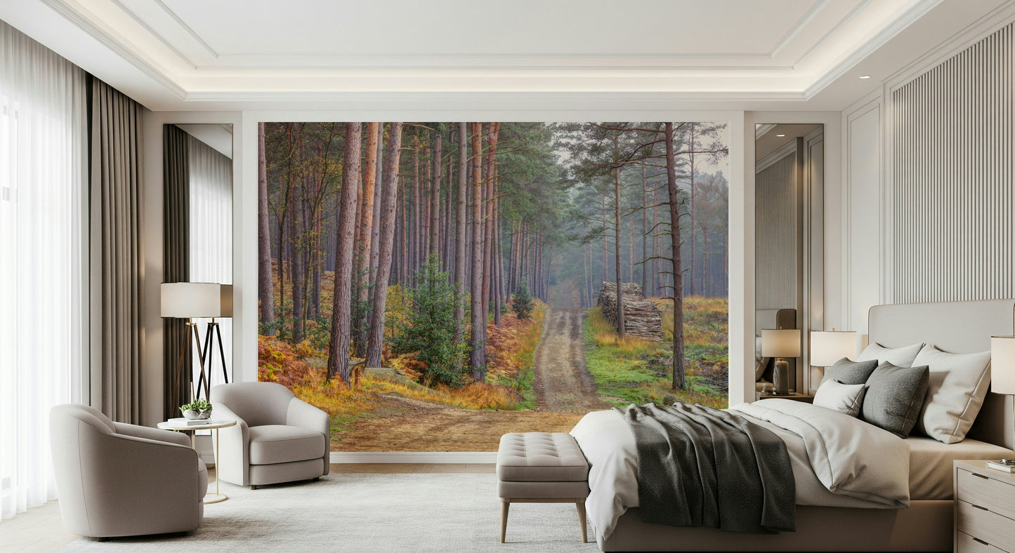 Serene Road Through Autumn Splendor Wall Mural