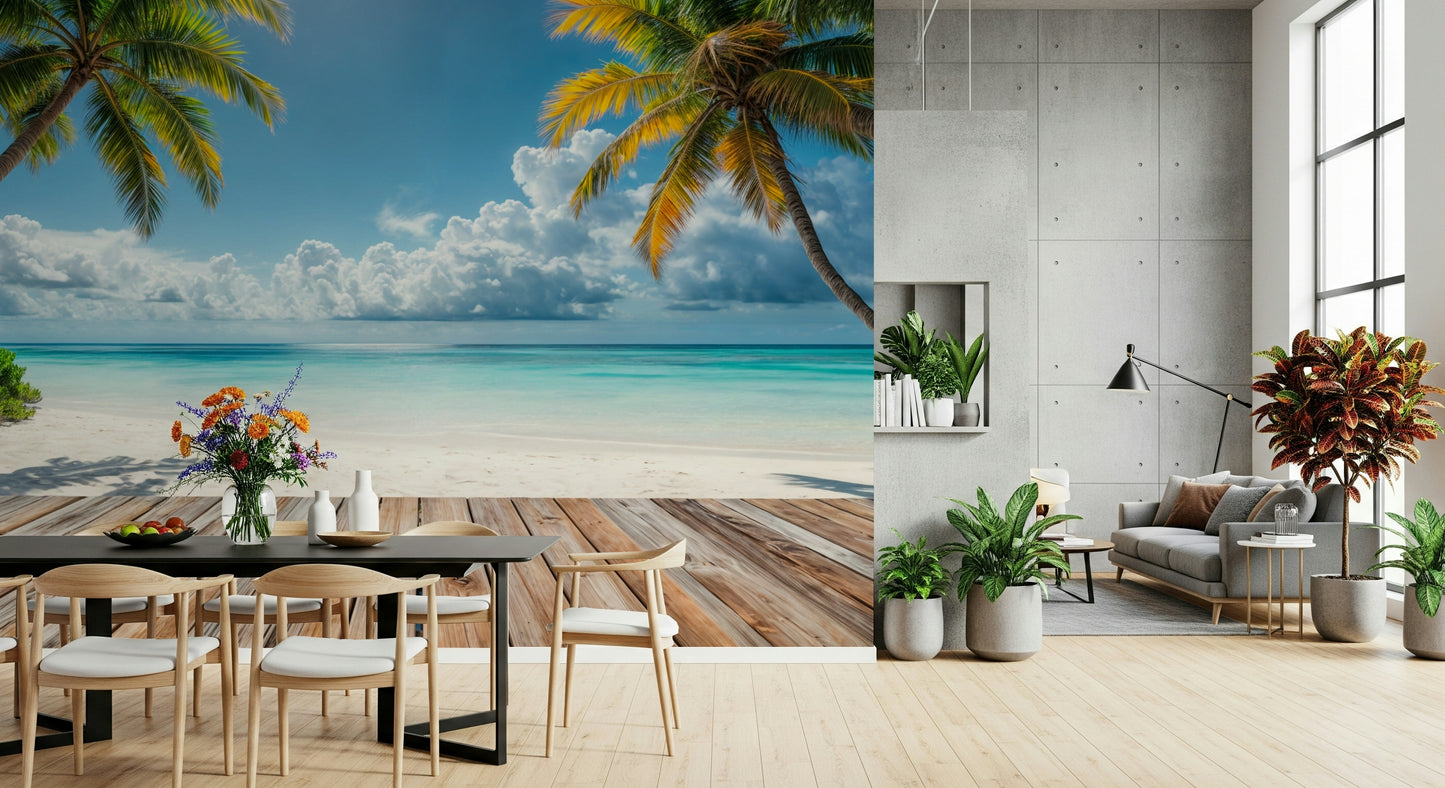 Tropical Beach View Wall Mural