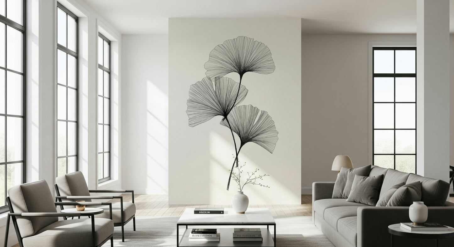 Ginkgo Line Wall Mural