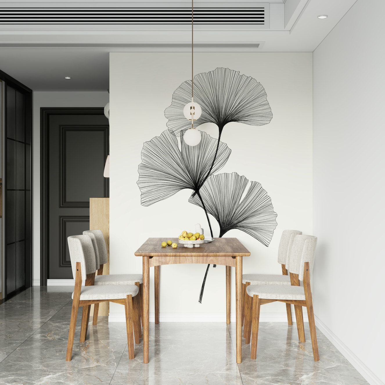 Ginkgo Line Wall Mural