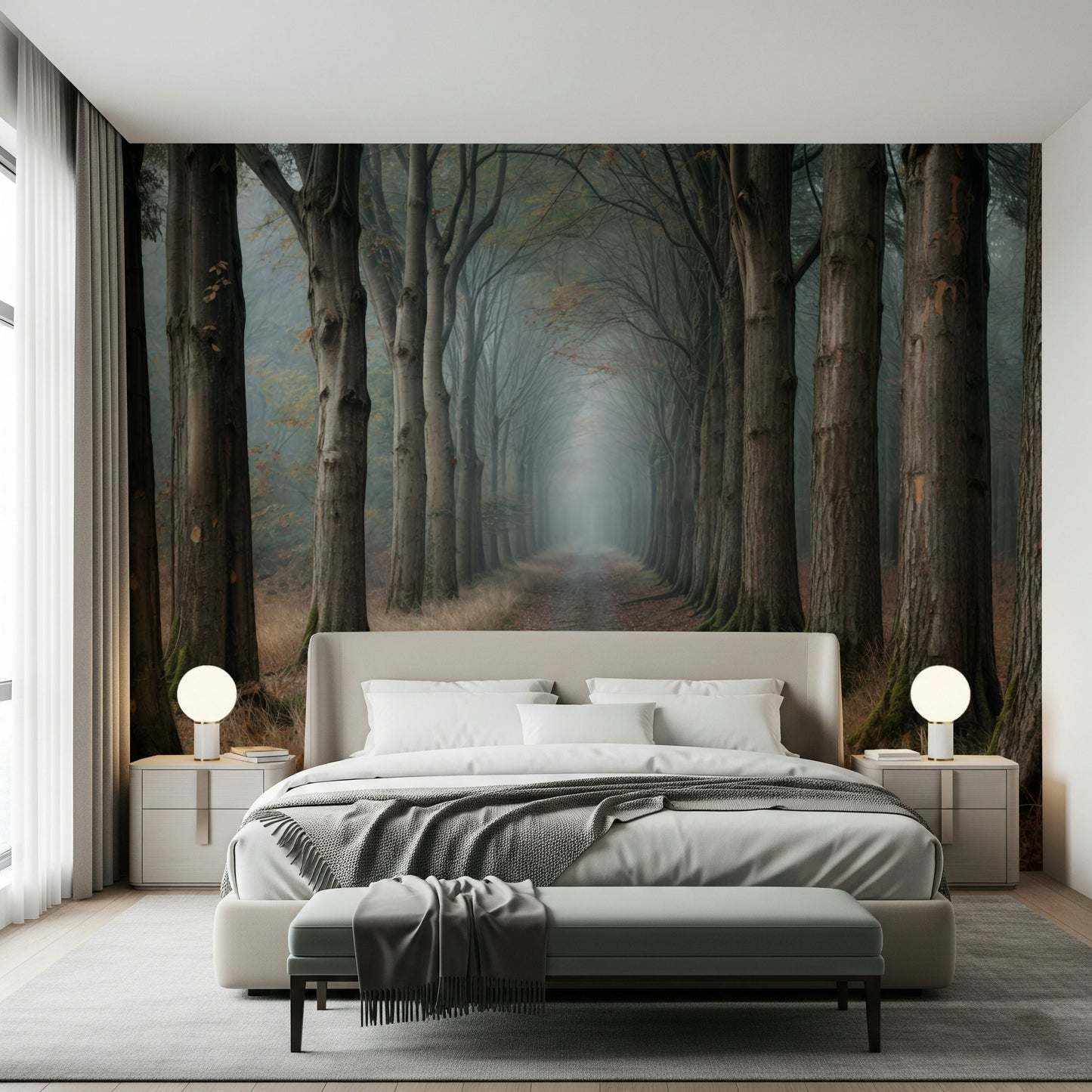 Misty Forest Path Wall Mural