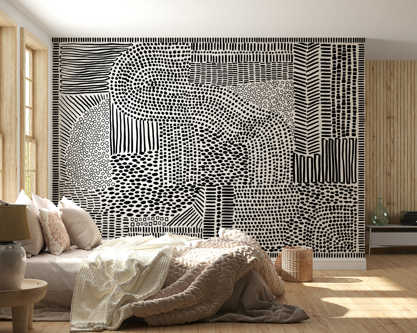 Black And White Maze Wall Mural