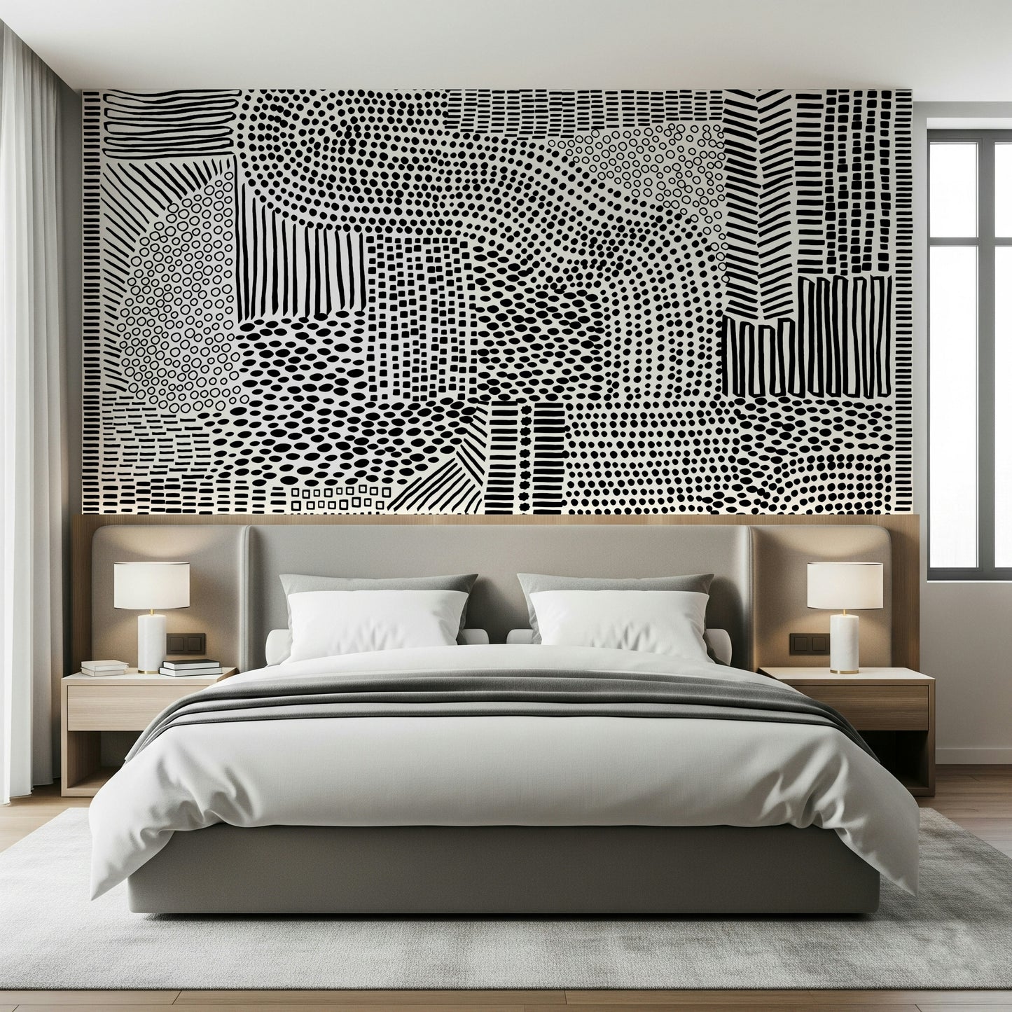 Black And White Maze Wall Mural