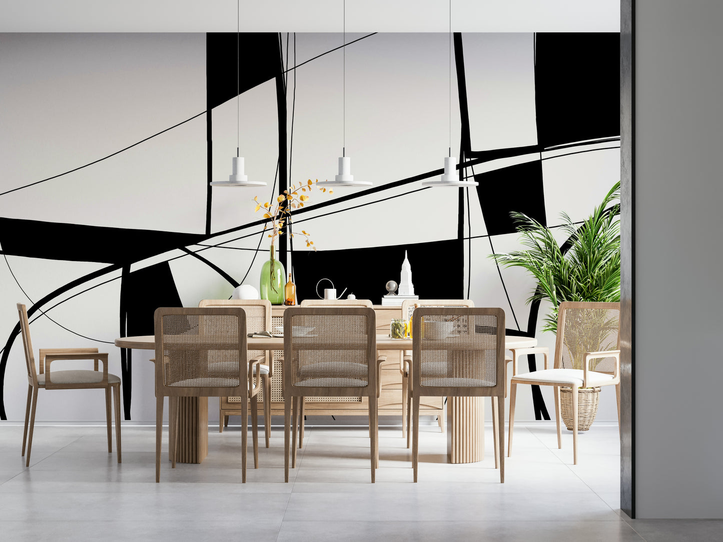 Abstract Noir Lines Wall Mural