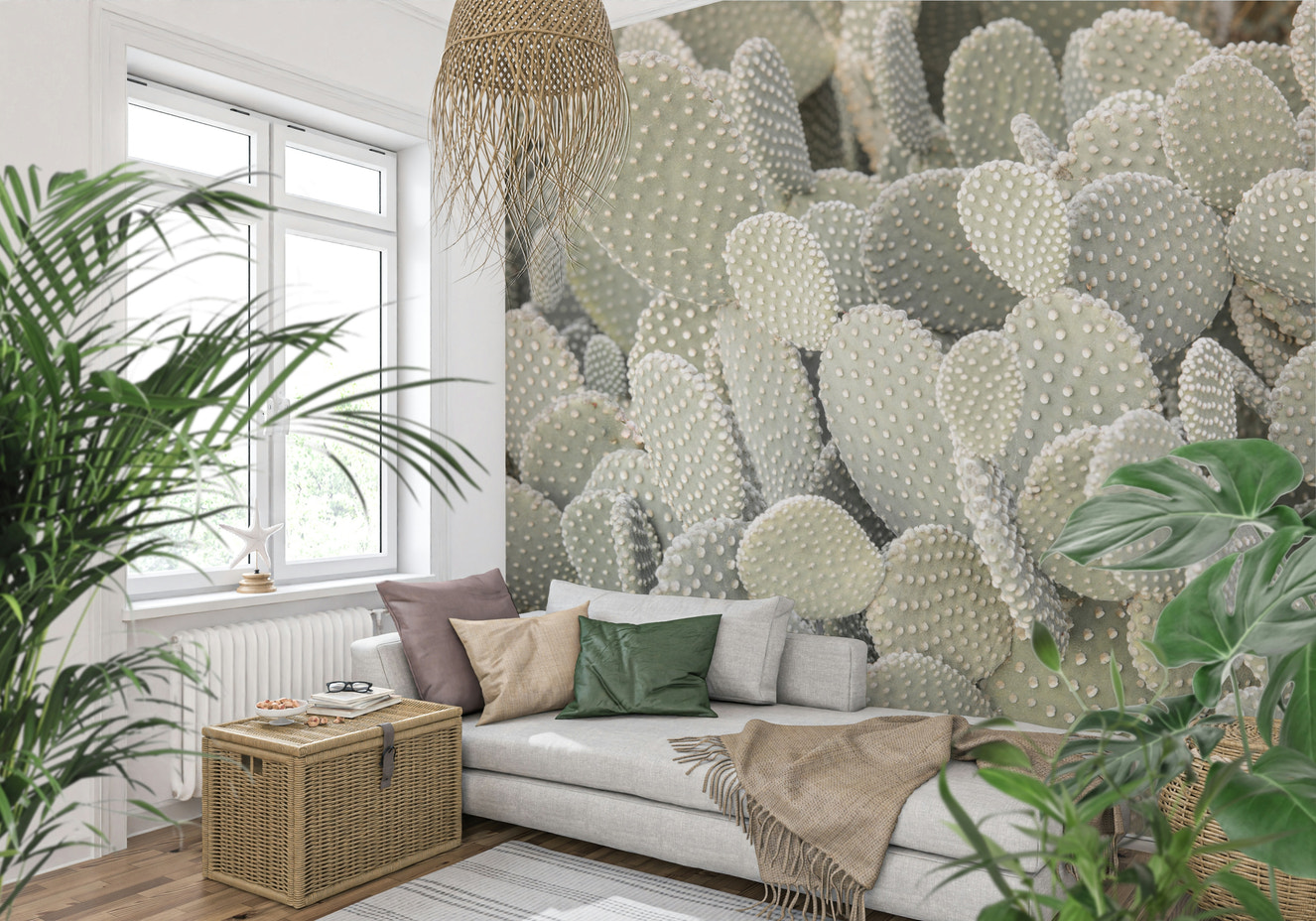 Serene Cactus Cluster Wall Mural