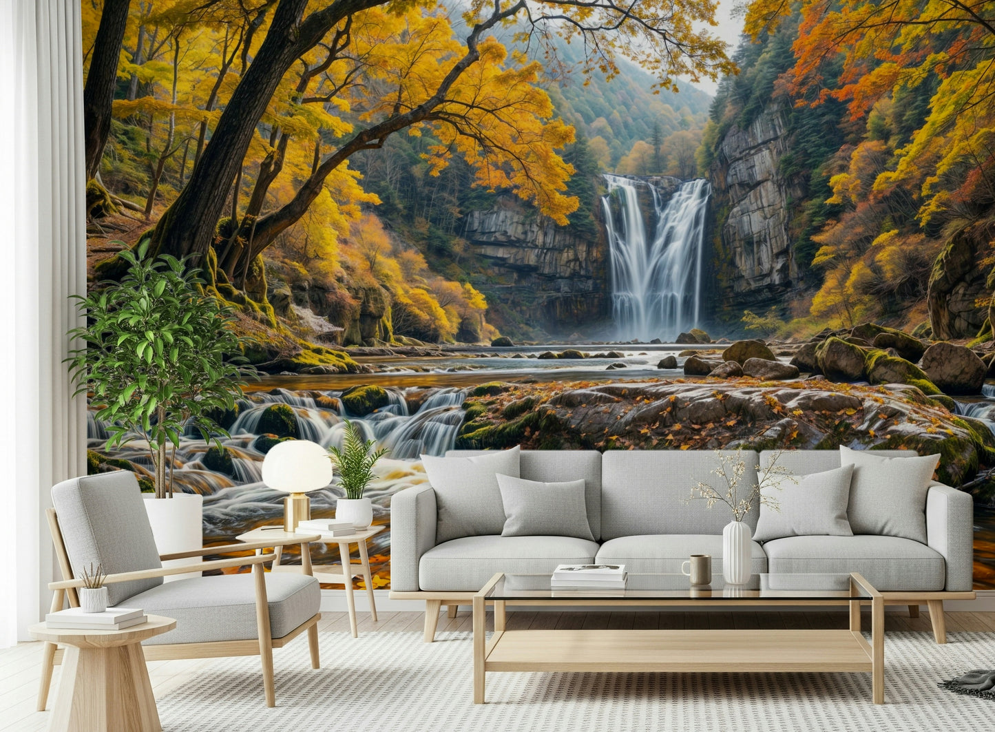 Golden Falls Wall Mural