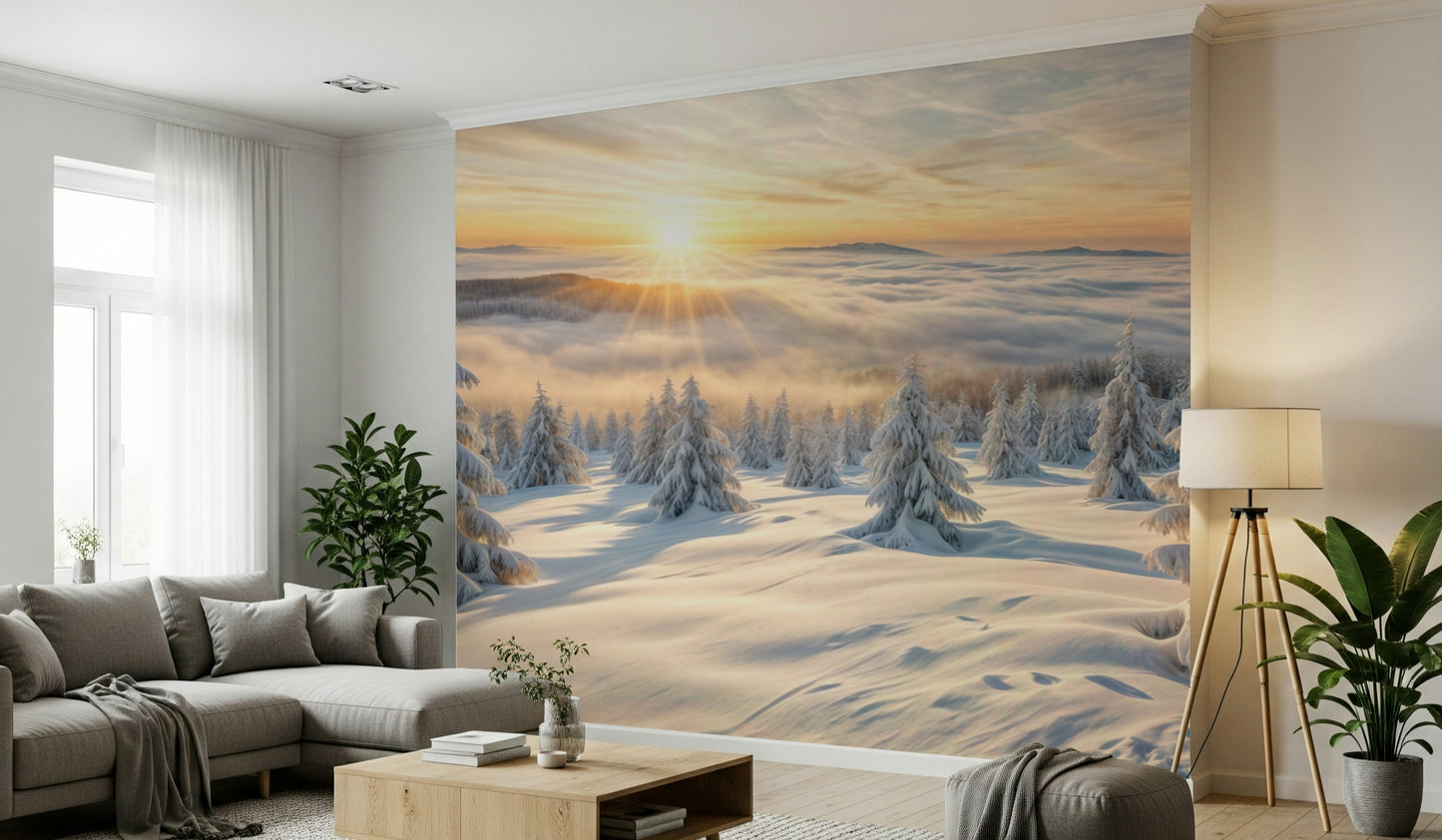 Golden Winter Woods Wall Mural