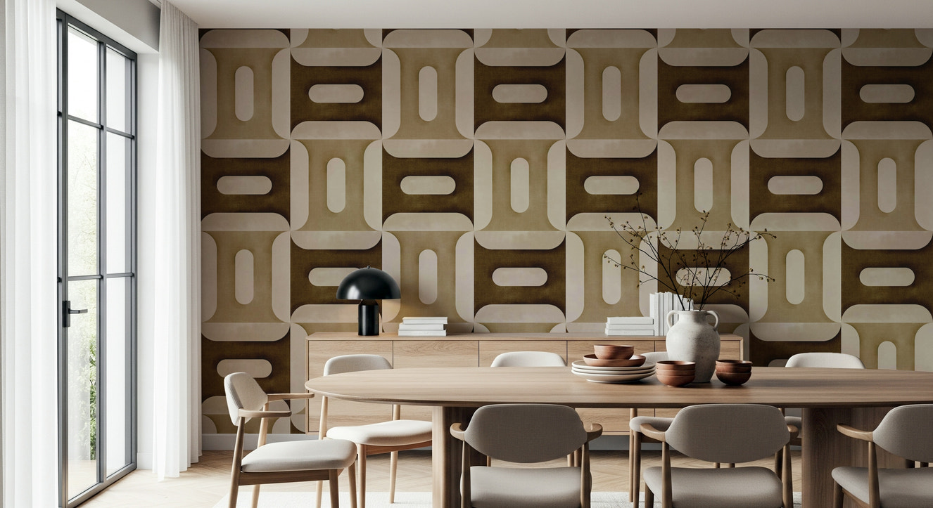 Modern Textured Geometries Earthy Wallpaper⁠