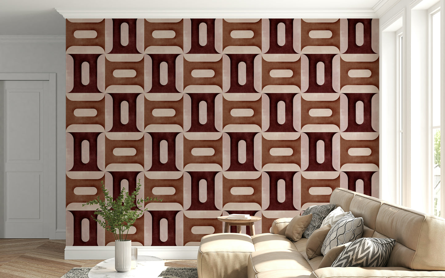 Modern Textured Geometries Clay Wallpaper⁠