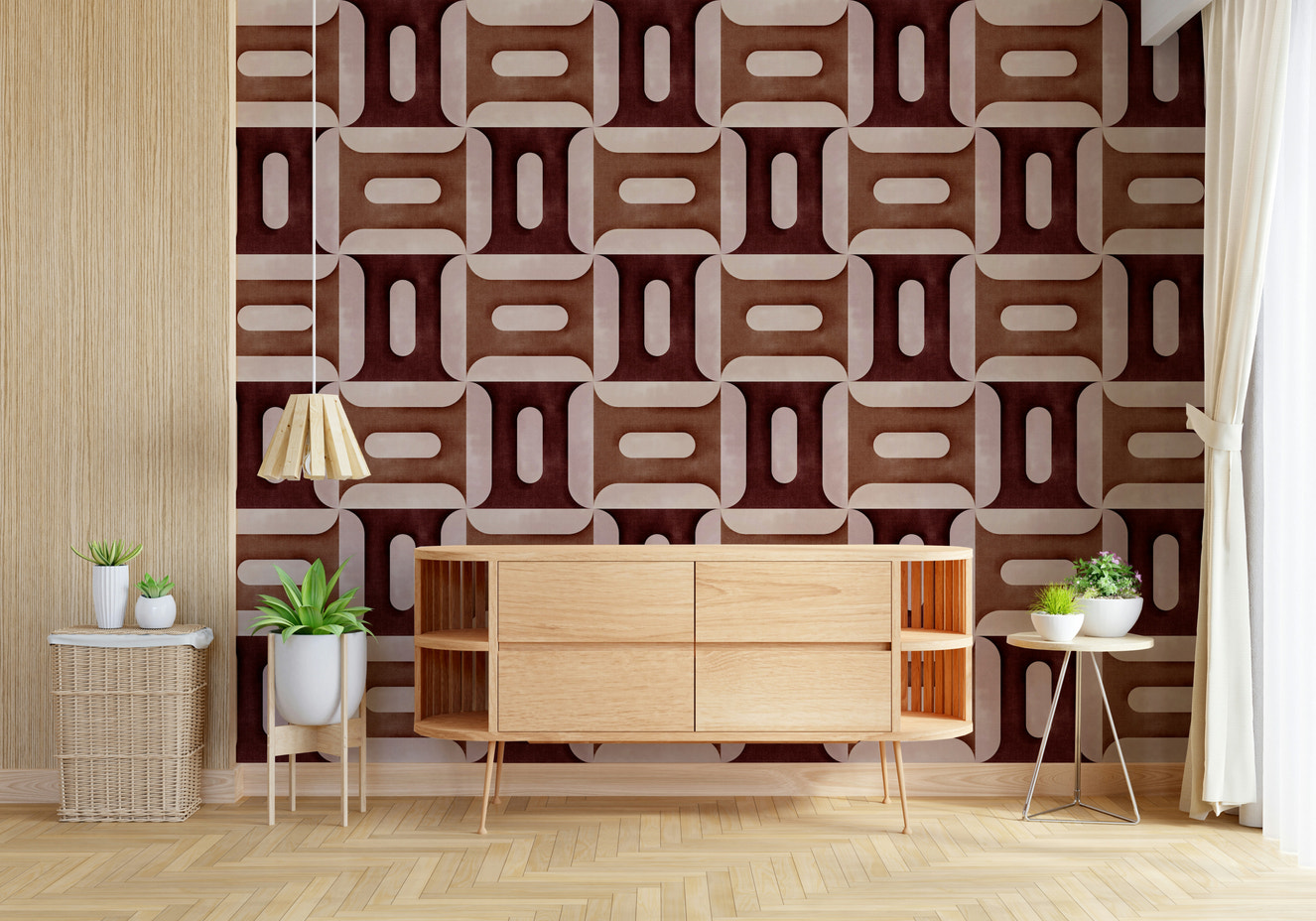 Modern Textured Geometries Clay Wallpaper⁠