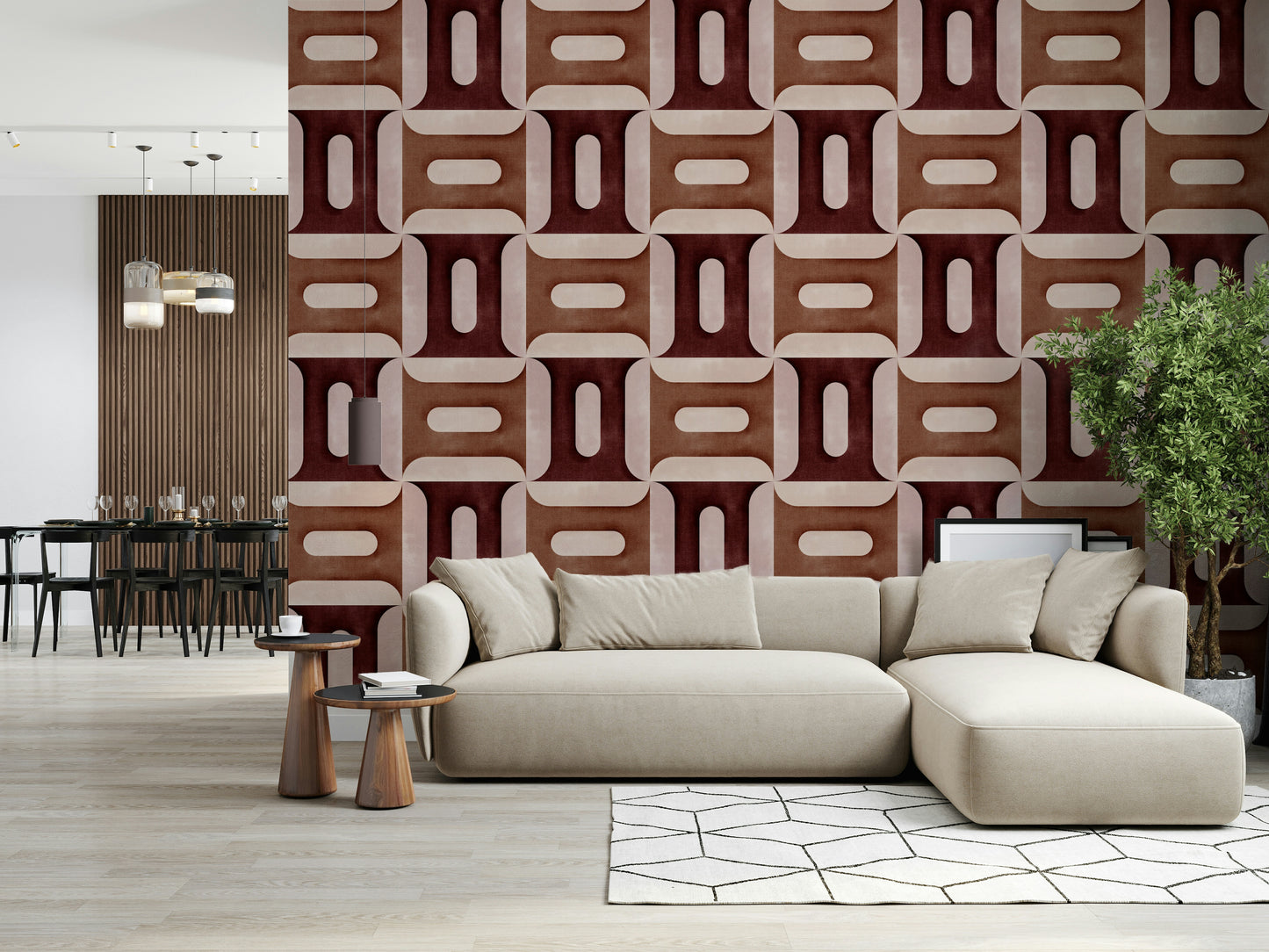 Modern Textured Geometries Clay Wallpaper⁠