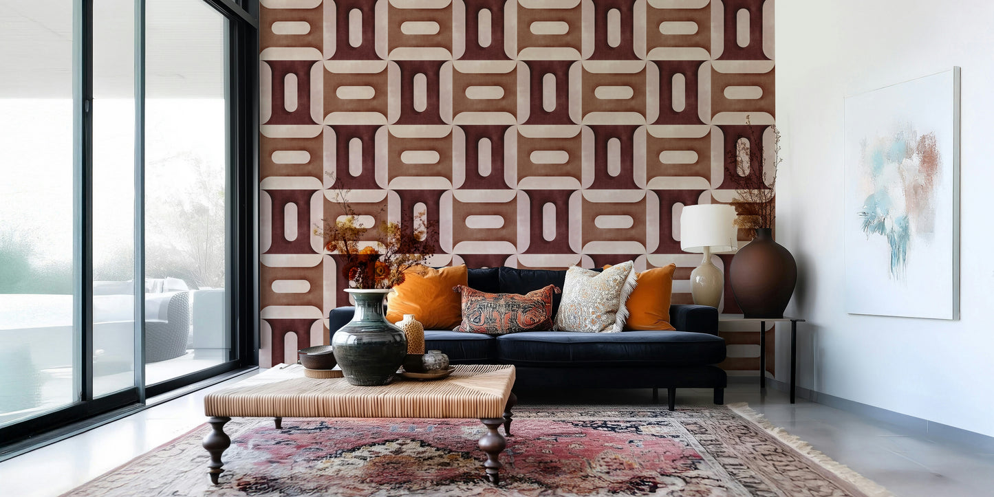 Modern Textured Geometries Clay Wallpaper⁠
