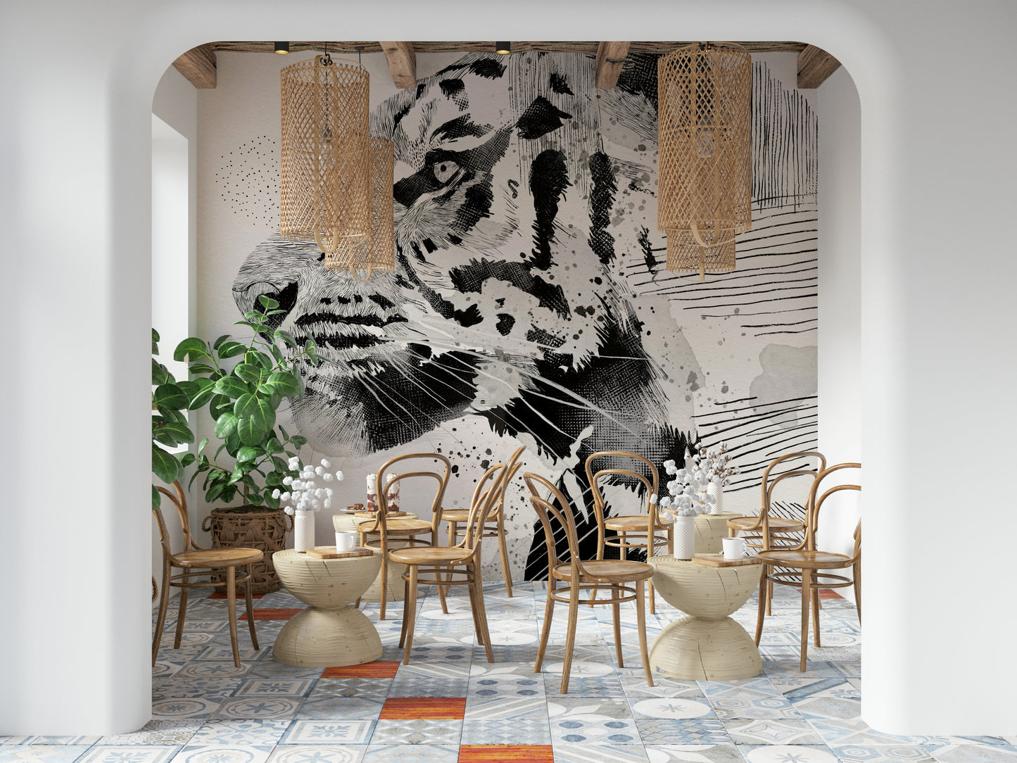 Tiger Ink Portrait Wall Mural