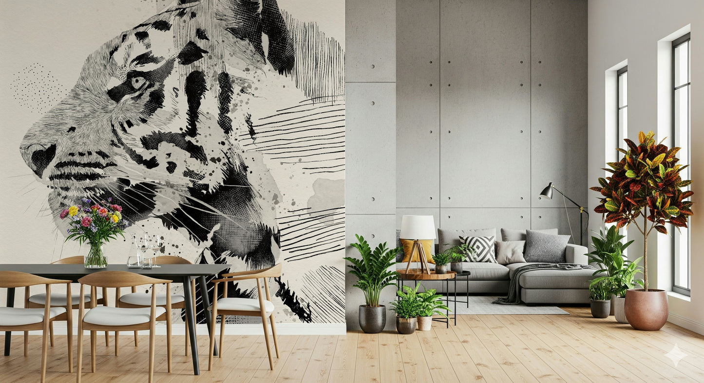 Tiger Ink Portrait Wall Mural